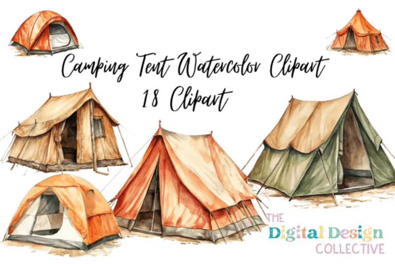 Camping Tent Clipart Bundle Illustration - CraftNest - Digital Crafting and Art