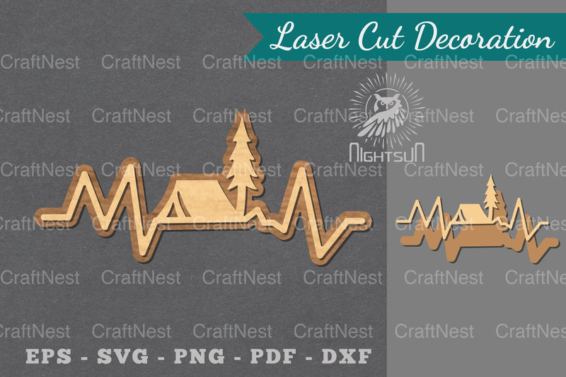 Camping Heartbeat Laser Cut Decoration Clipart Bundle - CraftNest - Digital Crafting and Art