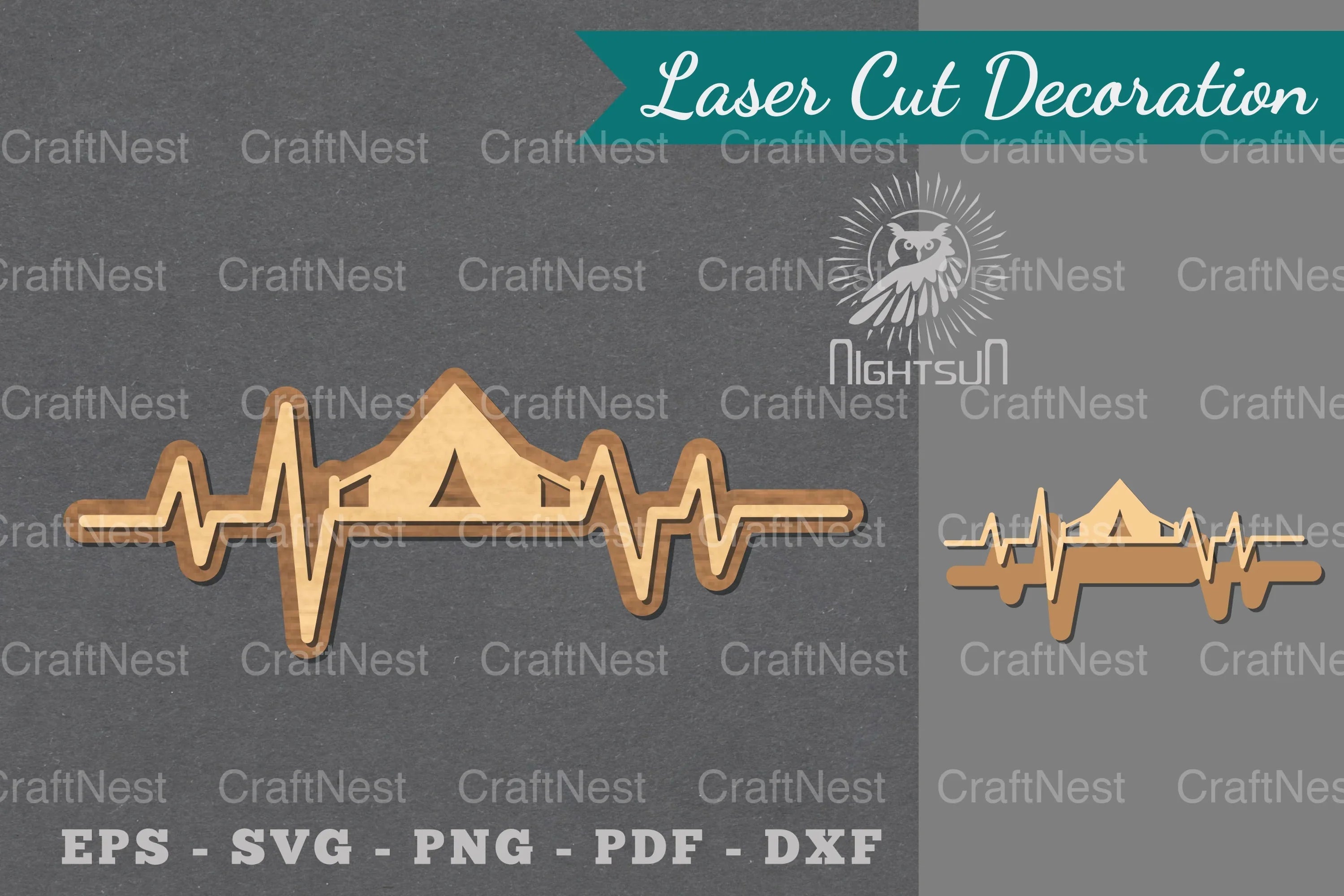 Camping Heartbeat Laser Cut Decoration Clipart Bundle - CraftNest - Digital Crafting and Art