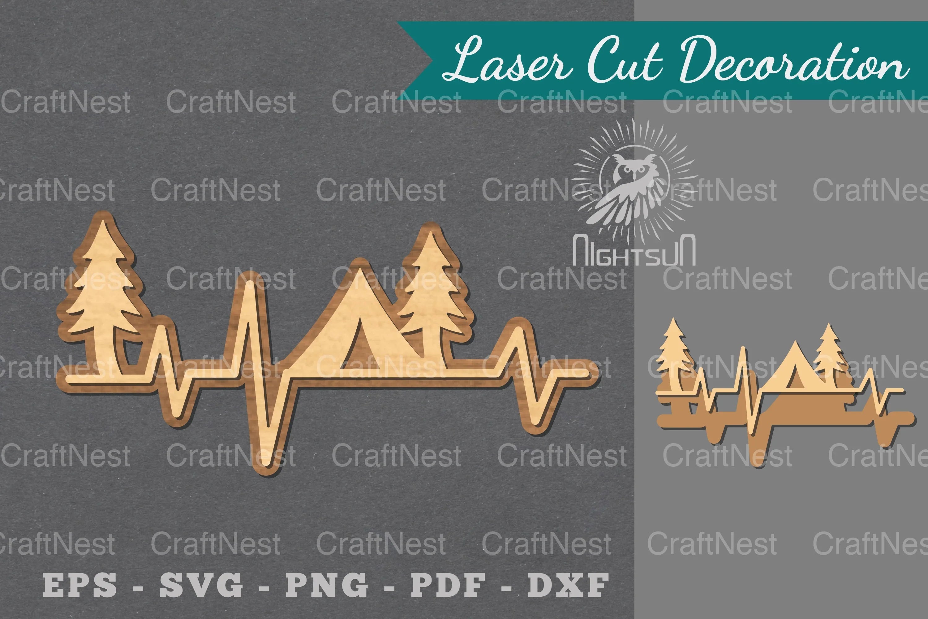 Camping Heartbeat Laser Cut Decoration Clipart Bundle - CraftNest - Digital Crafting and Art