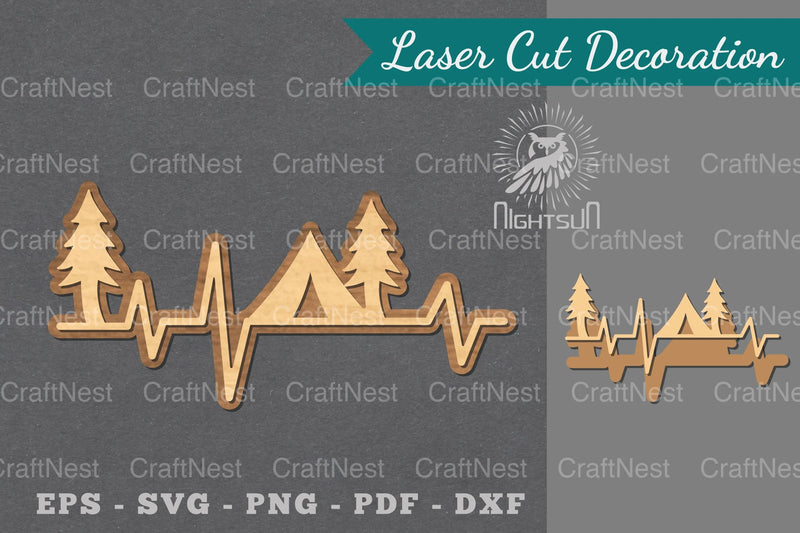 Camping Heartbeat Laser Cut Decoration Clipart Bundle - CraftNest - Digital Crafting and Art