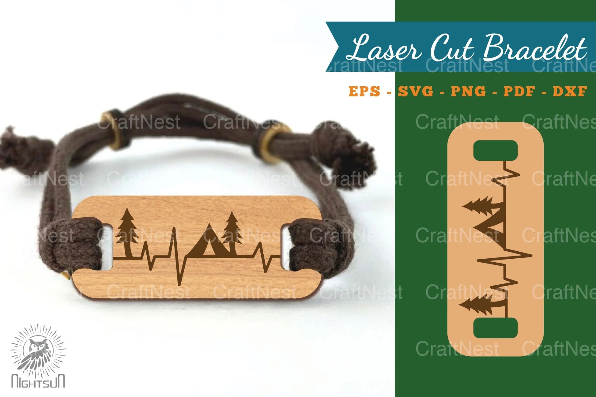 Camping Laser Cut Bracelet Design Bundle - CraftNest - Digital Crafting and Art