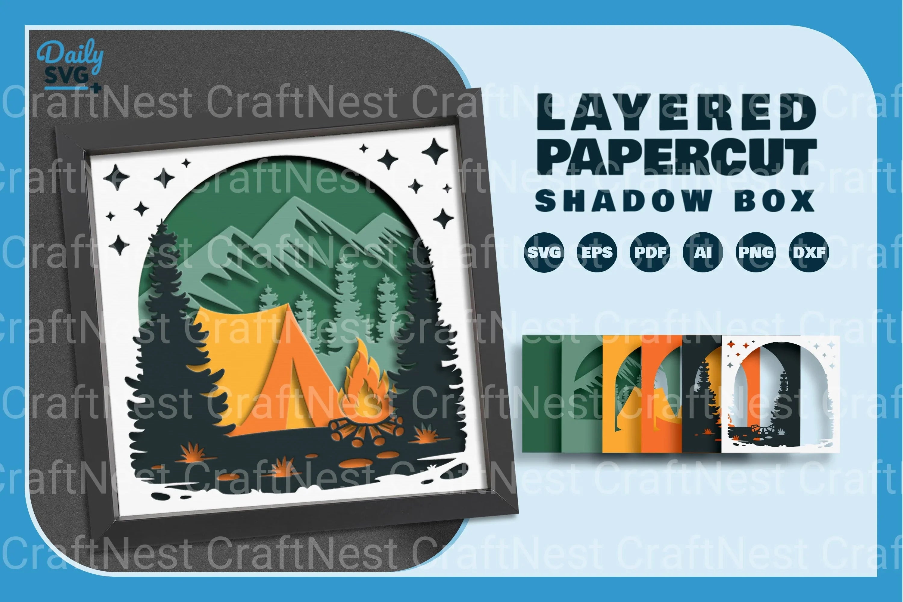Camping Papercut SVG Bundle for Crafting