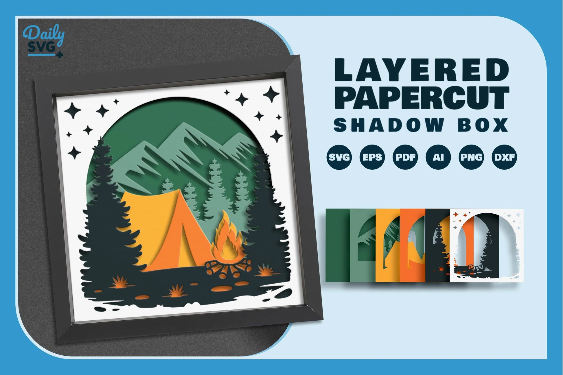 Camping Papercut SVG Bundle for Crafting - CraftNest - Digital Crafting and Art