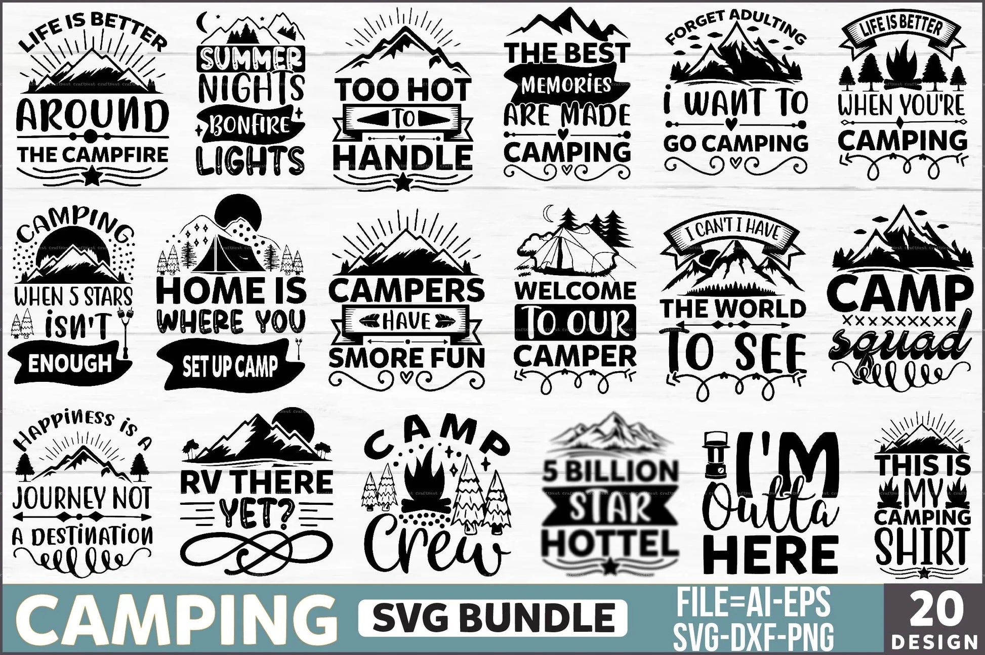Camping Design SVG Bundle 1 - CraftNest - Digital Crafting and Art