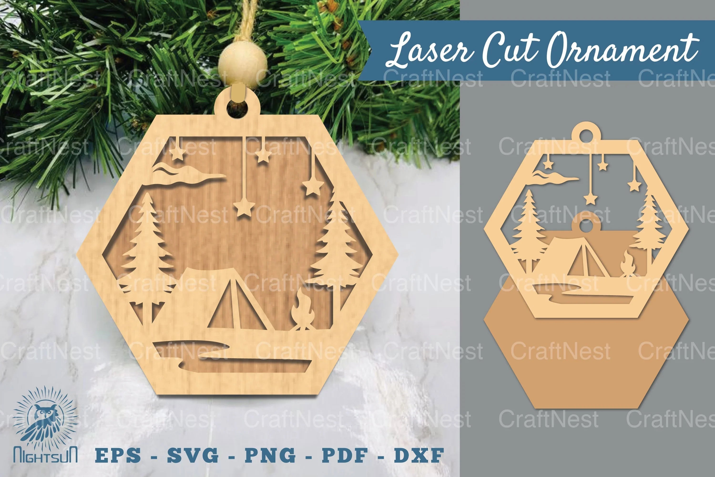 Camping in Forest Laser Cut Ornament Clipart Bundle - CraftNest - Digital Crafting and Art
