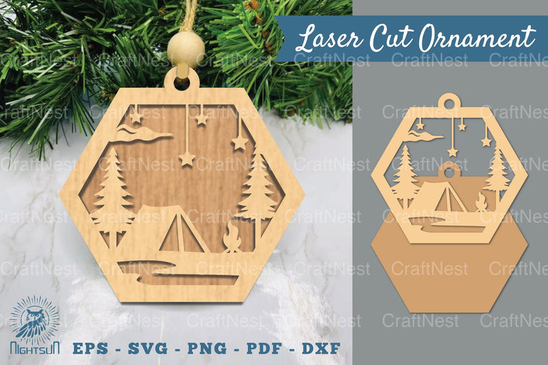 Camping in Forest Laser Cut Ornament Clipart Bundle - CraftNest - Digital Crafting and Art