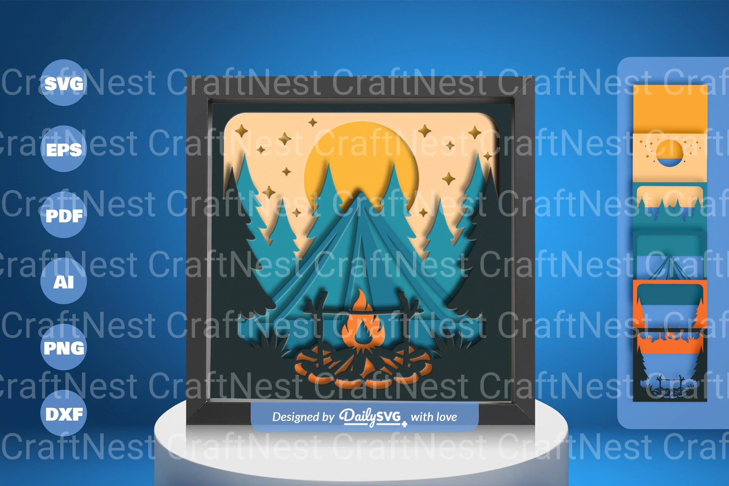 Camping in Nature Papercut SVG Bundle