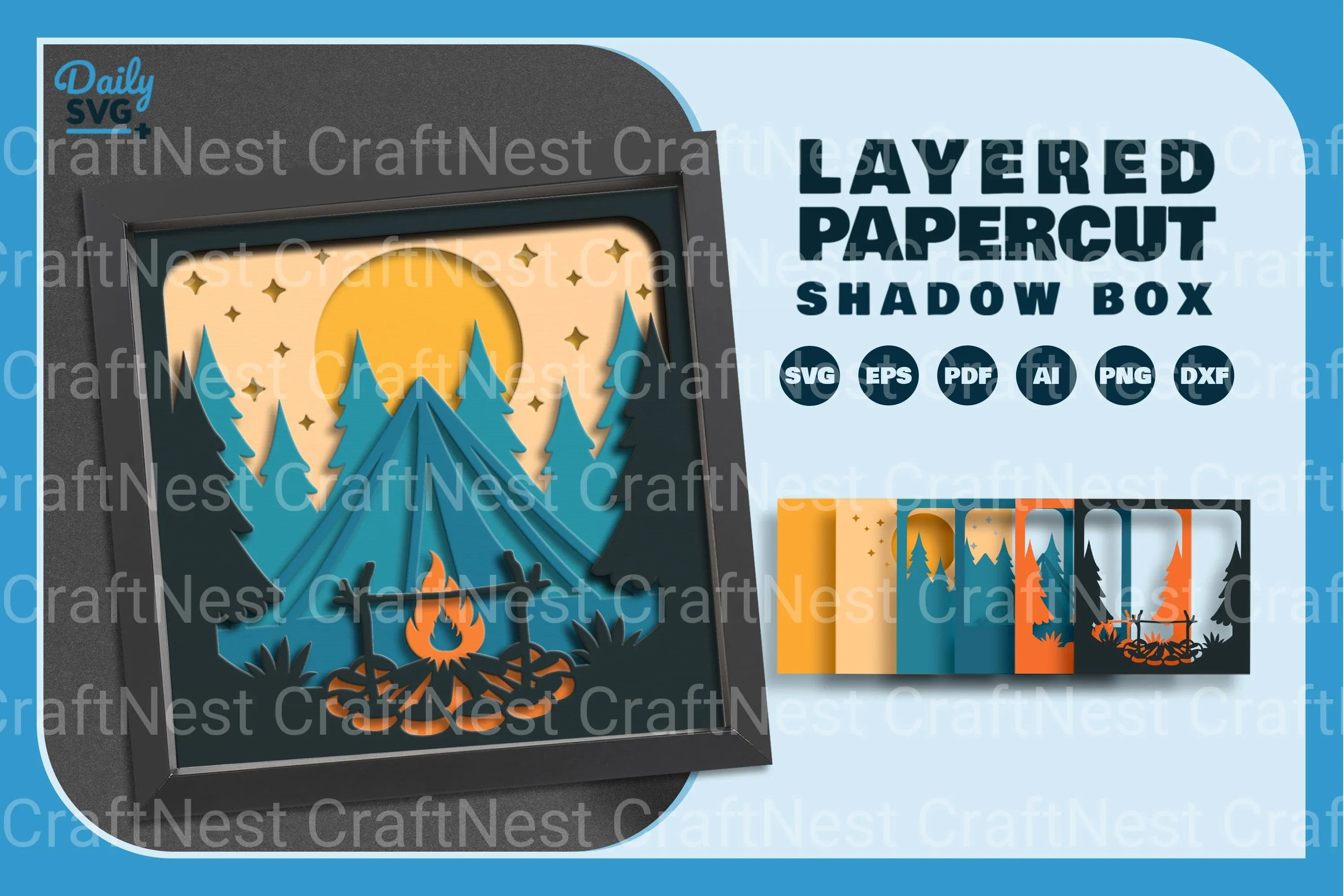 Camping in Nature Papercut SVG Bundle