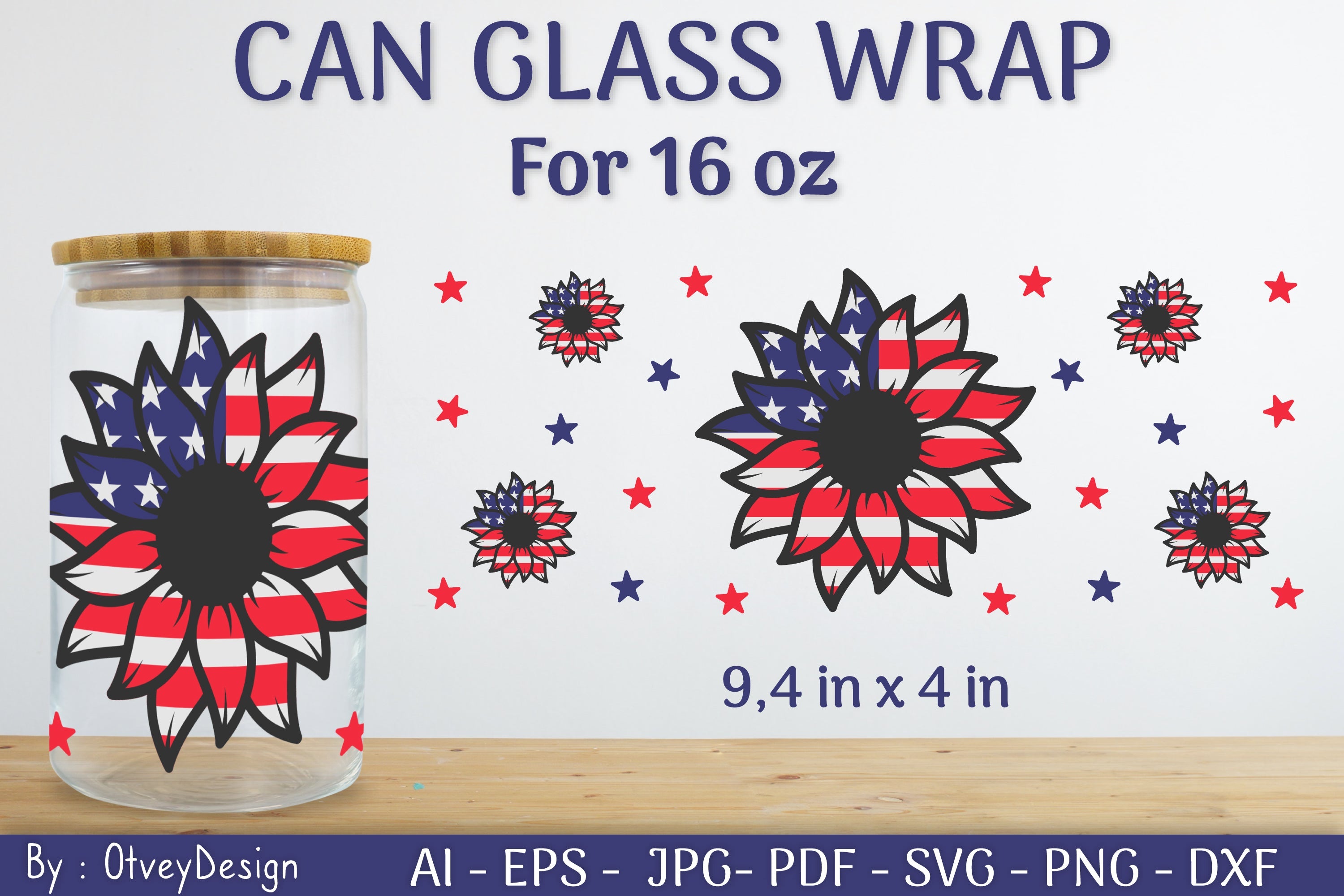 Patriotic 16 oz Can Glass Warp SVG Bundle