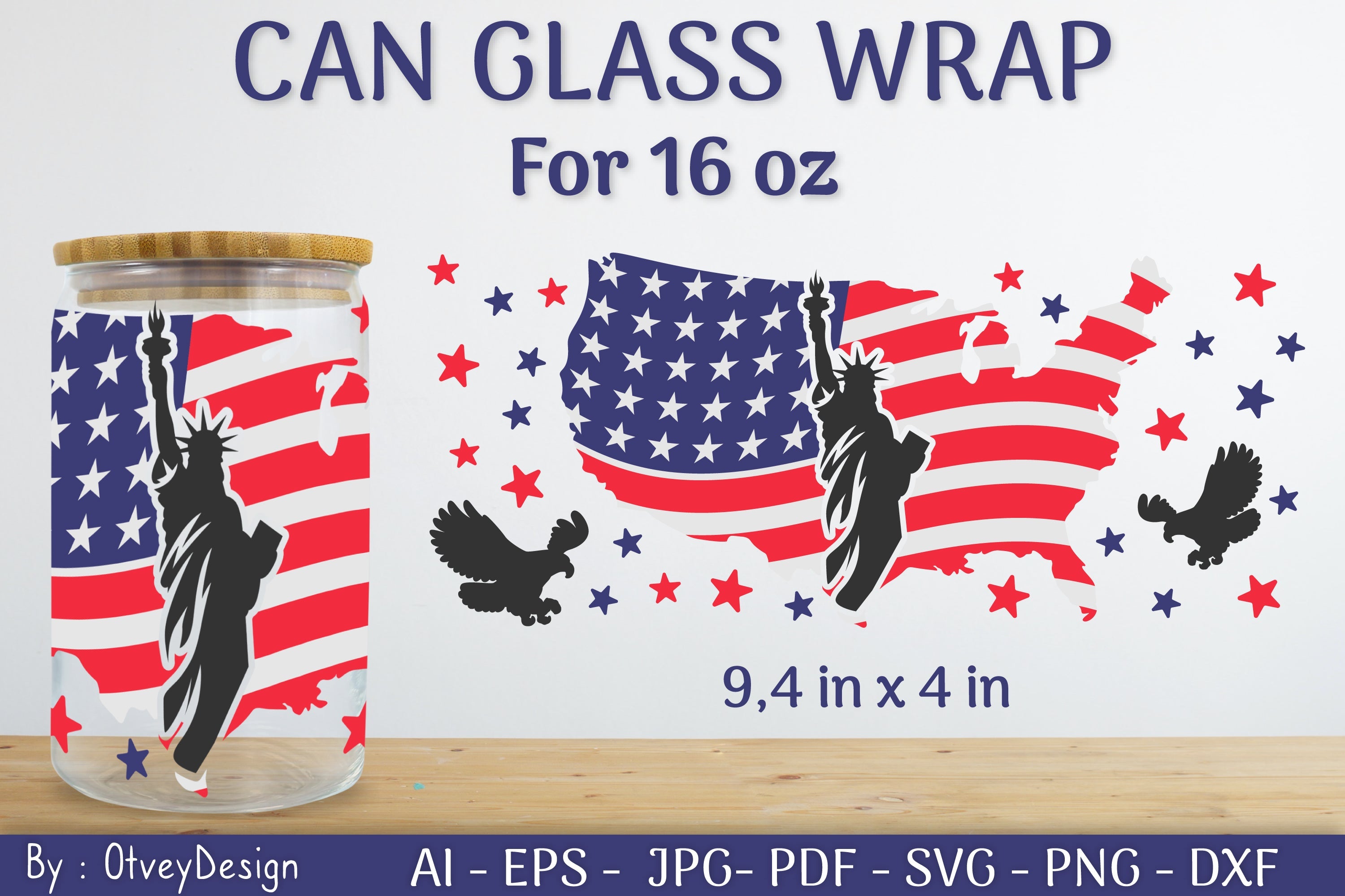Patriotic 16 oz Can Glass Warp SVG Bundle