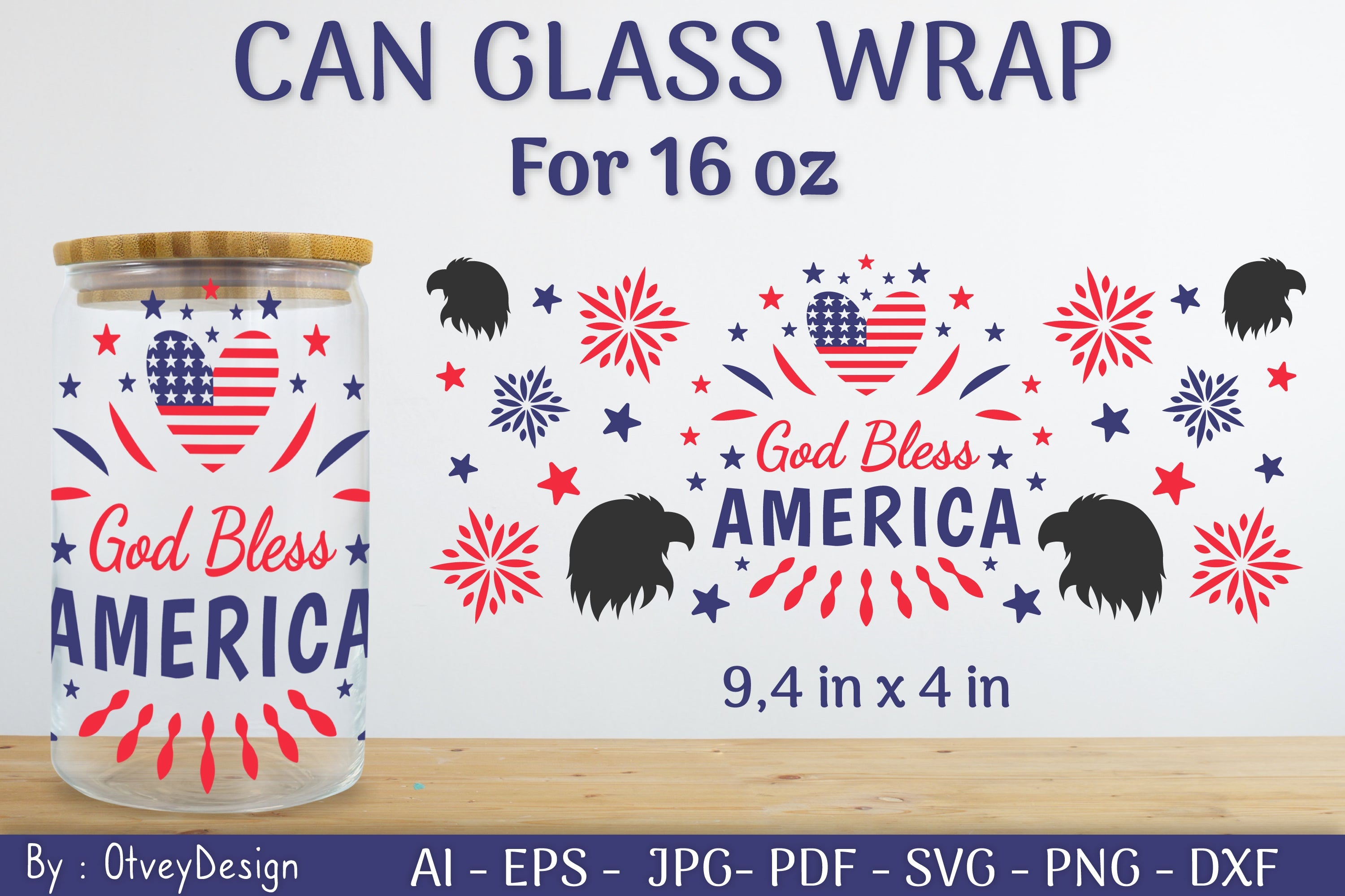 Patriotic 16 oz Can Glass Warp SVG Bundle