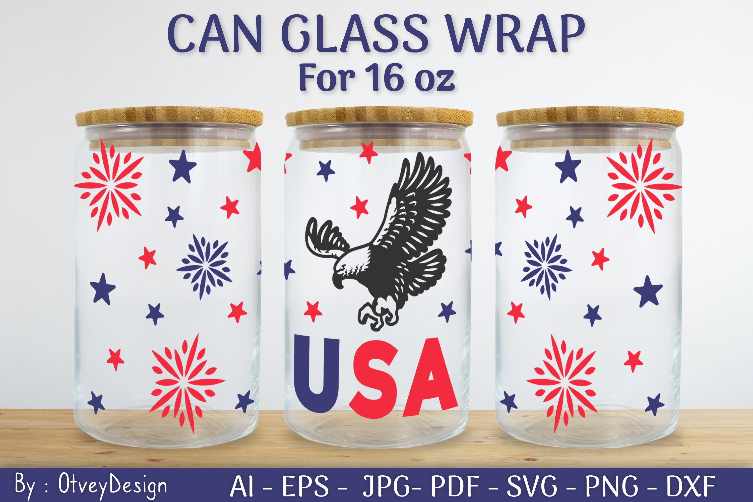 Patriotic 16 oz Can Glass Warp SVG Bundle