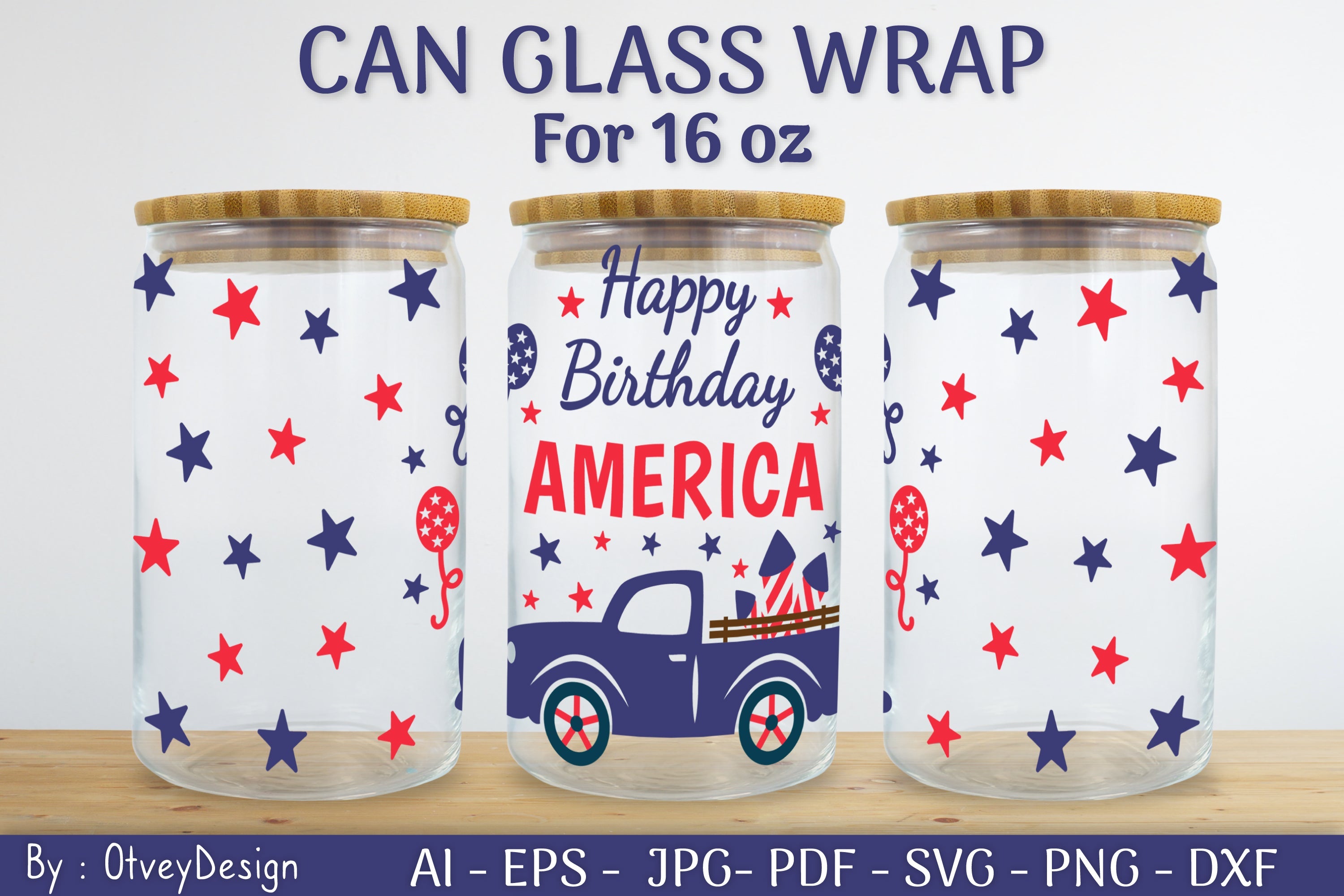 Patriotic 16 oz Can Glass Warp SVG Bundle