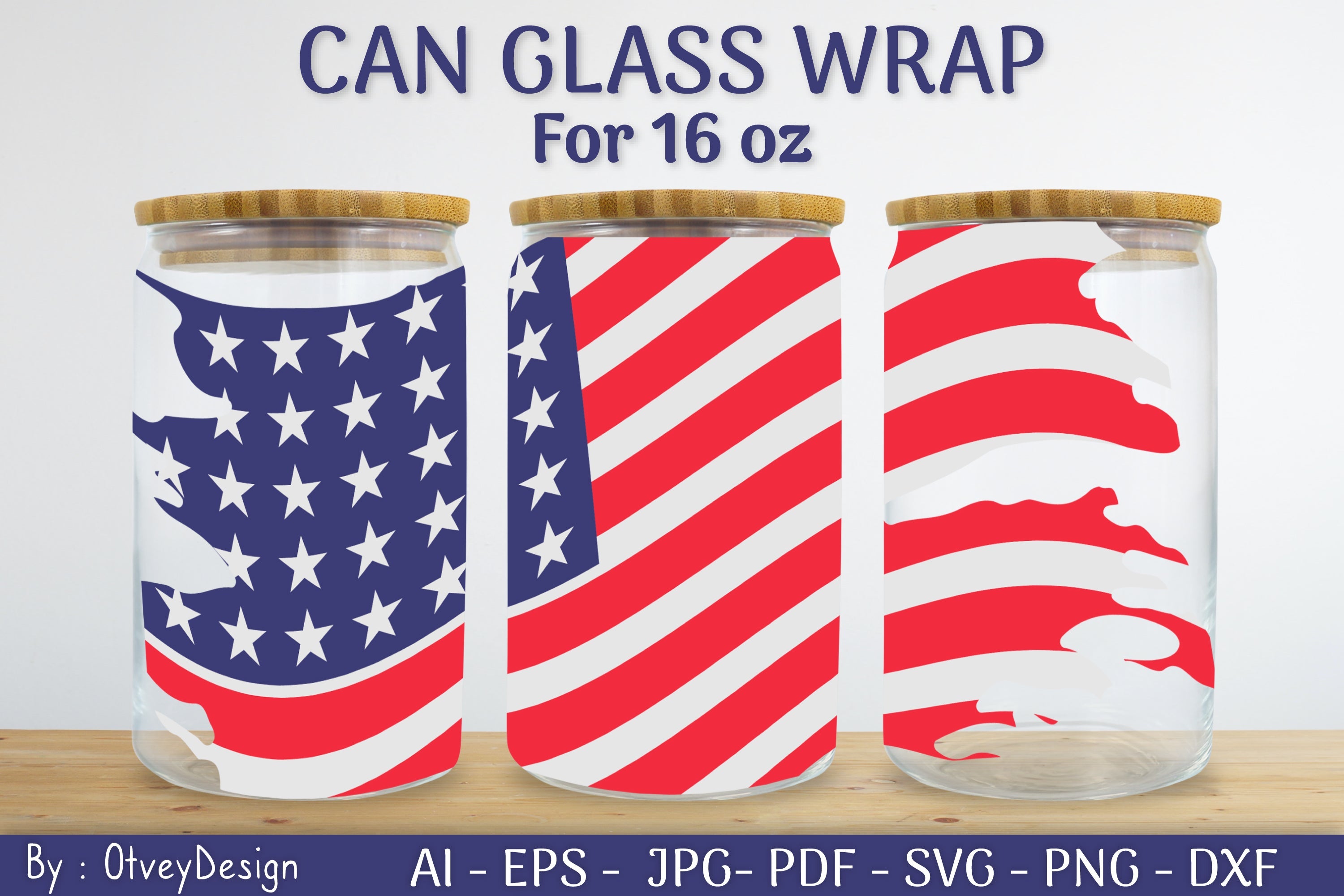 Patriotic 16 oz Can Glass Warp SVG Bundle