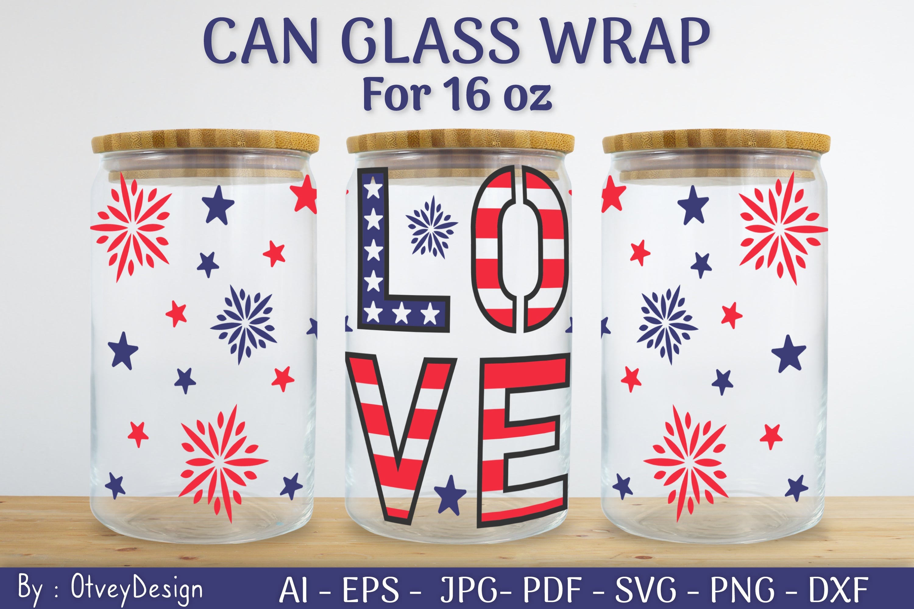 Patriotic 16 oz Can Glass Warp SVG Bundle