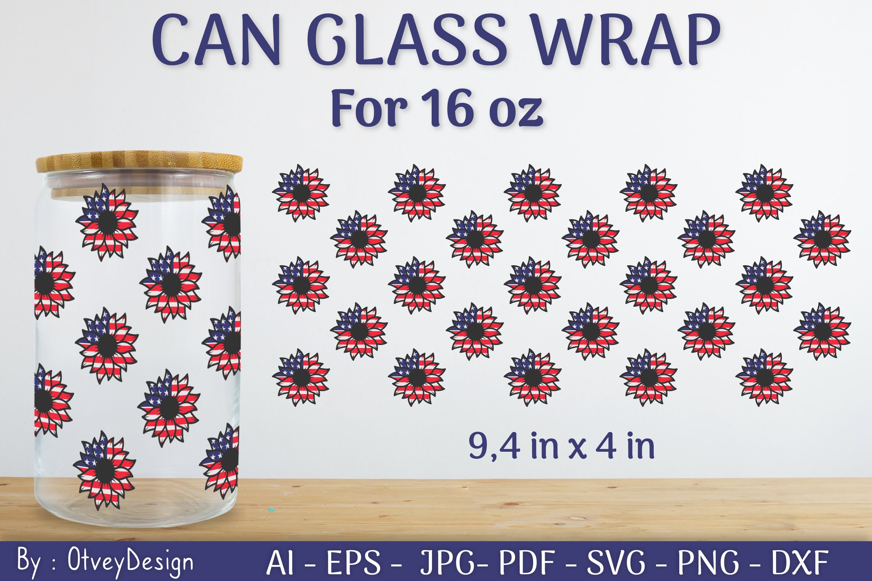Patriotic 16 oz Can Glass Warp SVG Bundle