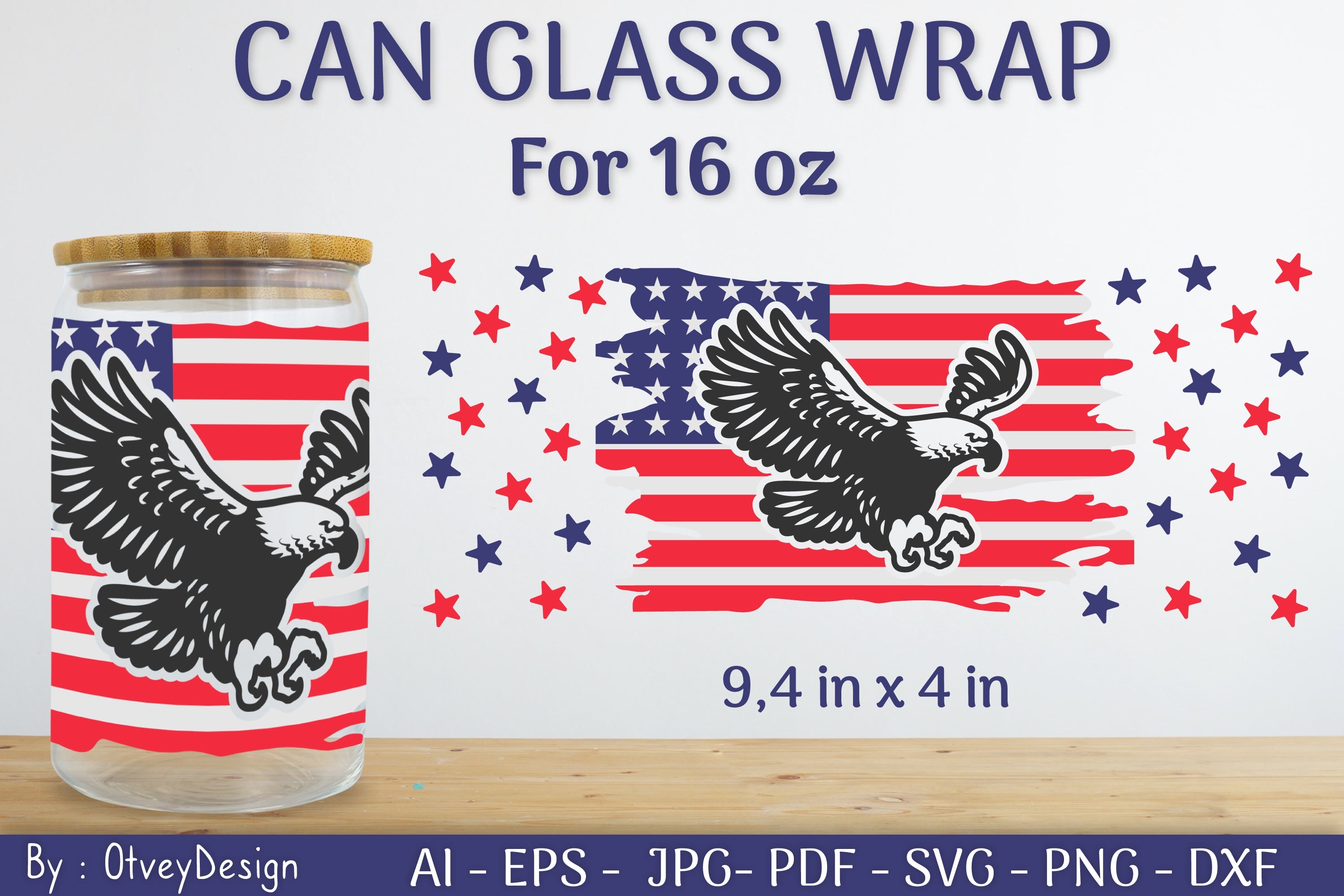 Patriotic 16 oz Can Glass SVG Bundle