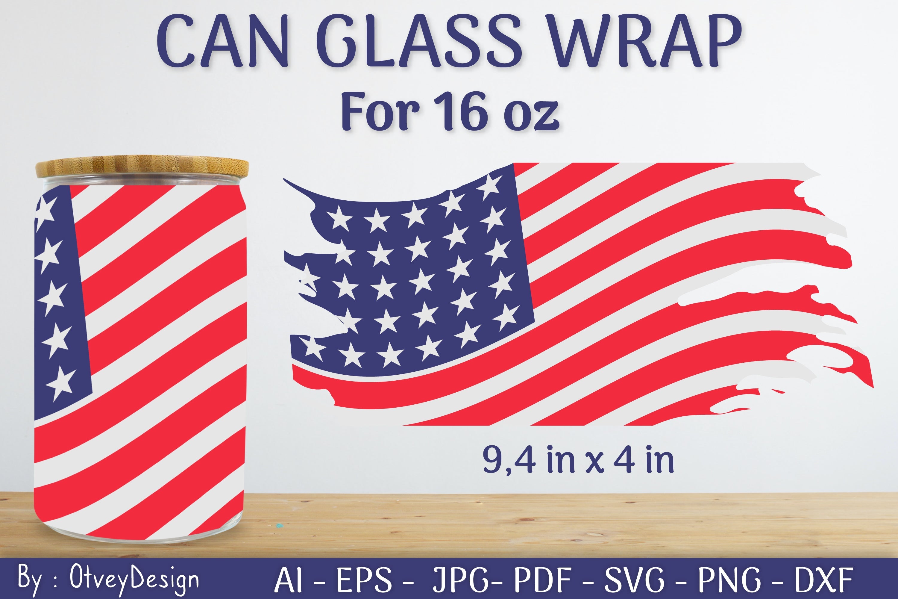 Patriotic 16 oz Can Glass Warp SVG Bundle