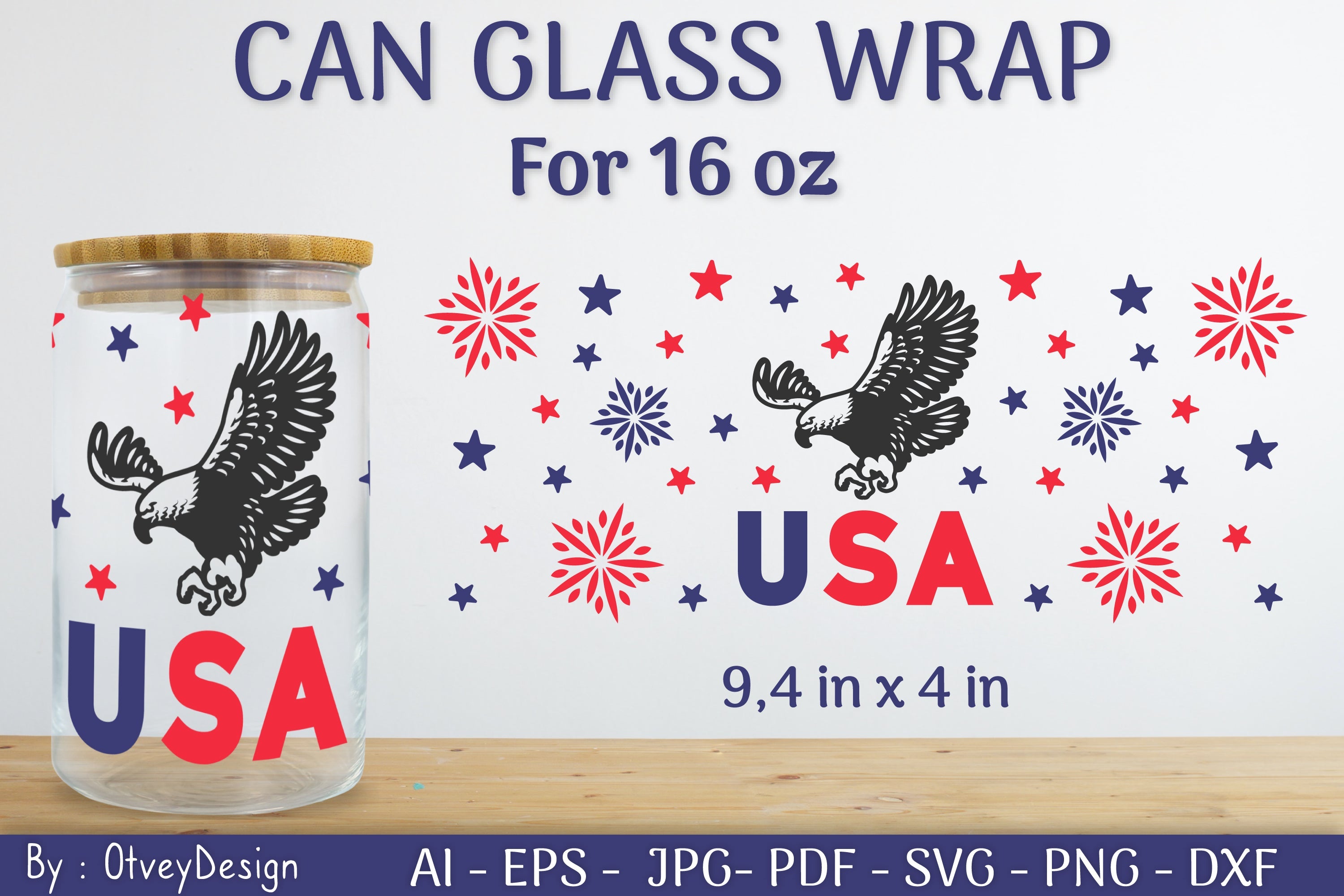 Patriotic 16 oz Can Glass Warp SVG Bundle