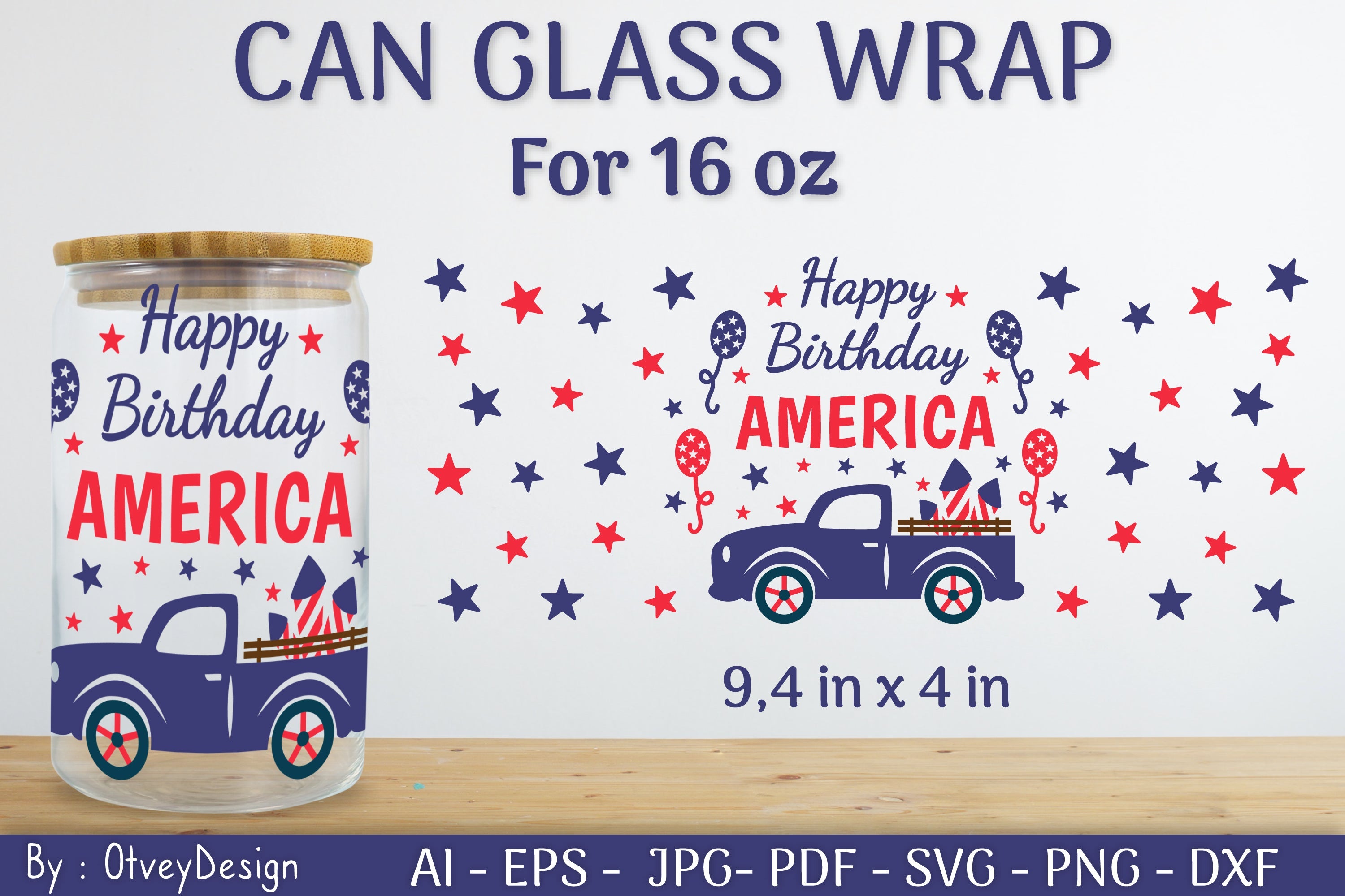 Patriotic 16 oz Can Glass Warp SVG Bundle