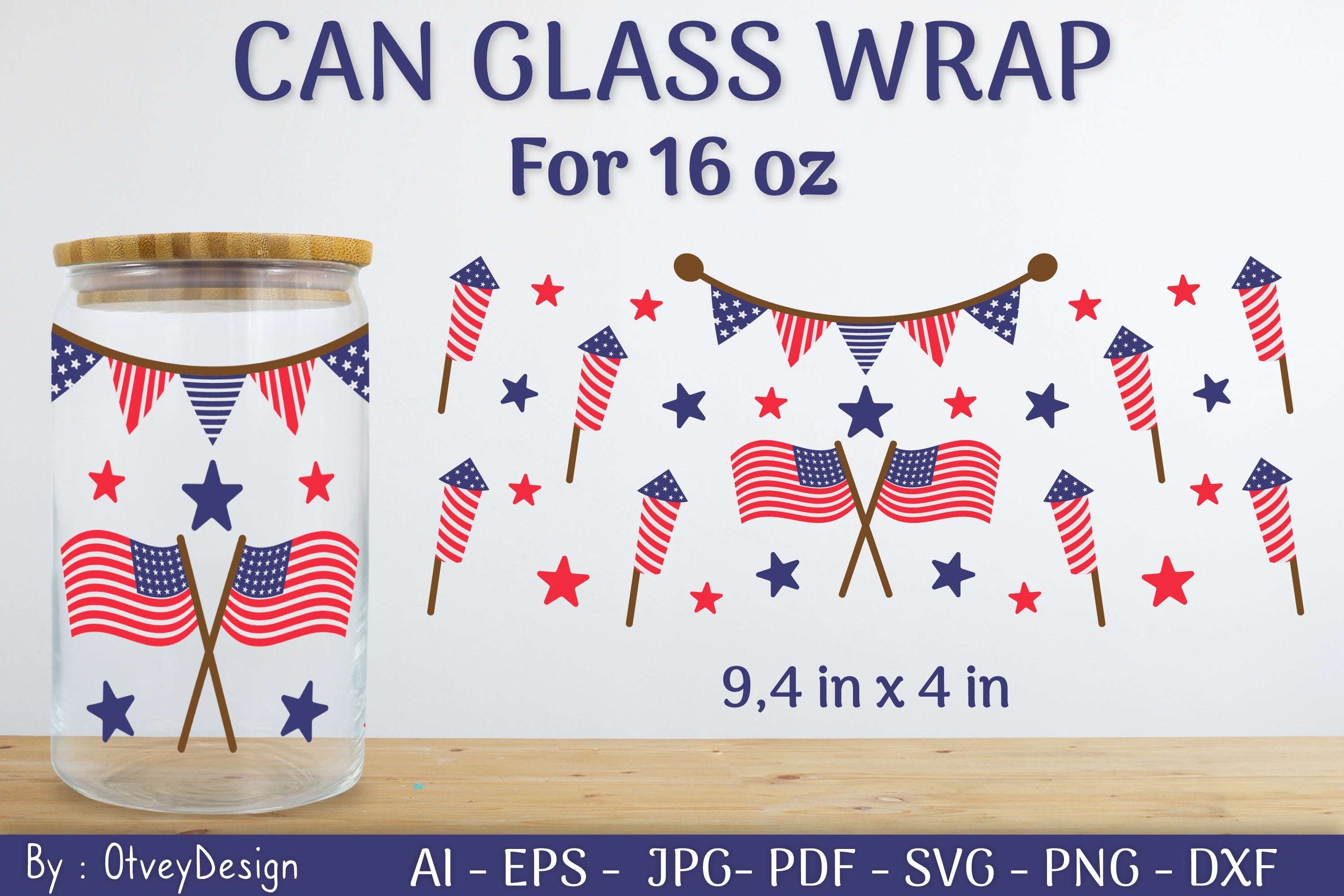 Patriotic 16 oz Can Glass Warp SVG Bundle