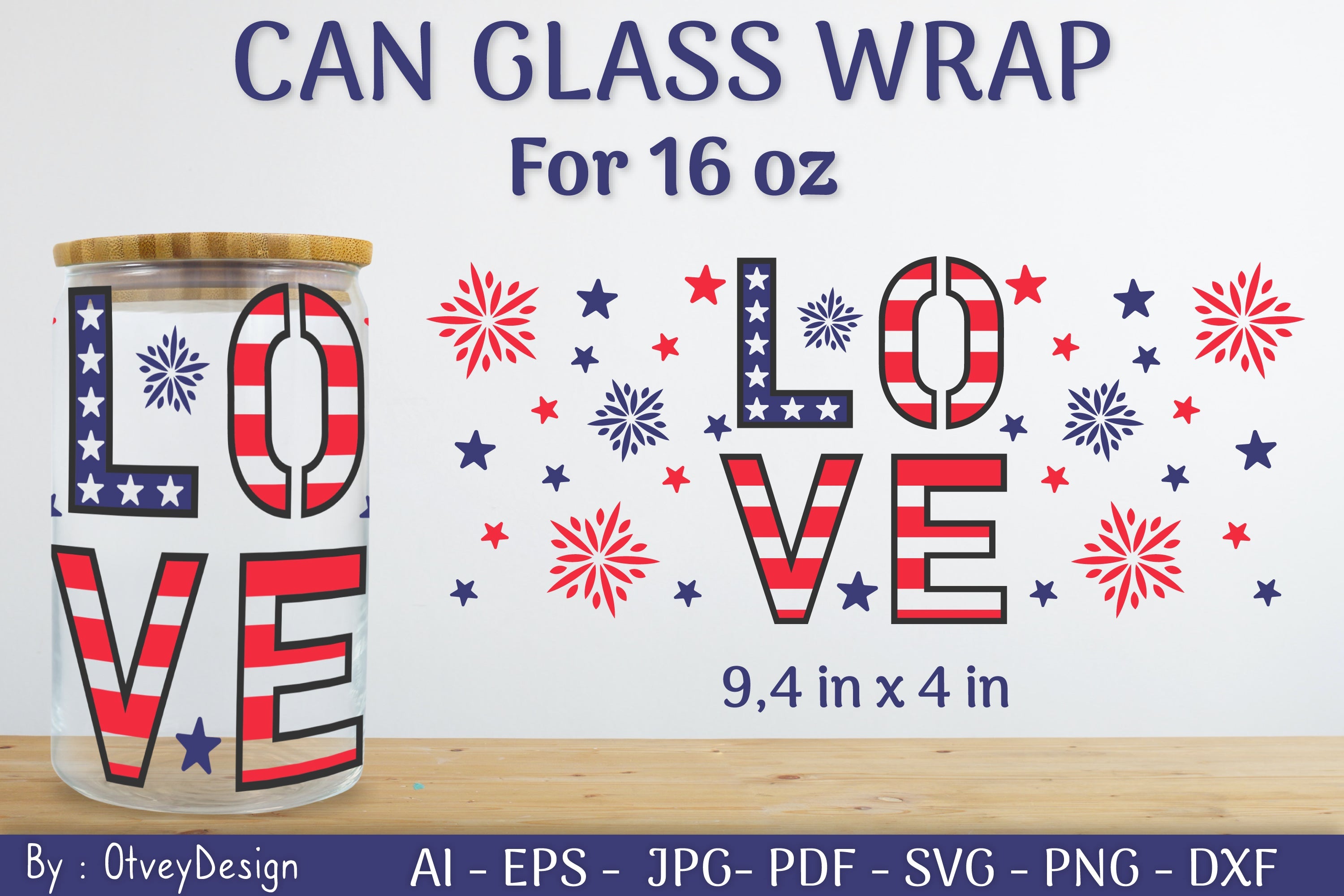 Patriotic 16 oz Can Glass Warp SVG Bundle