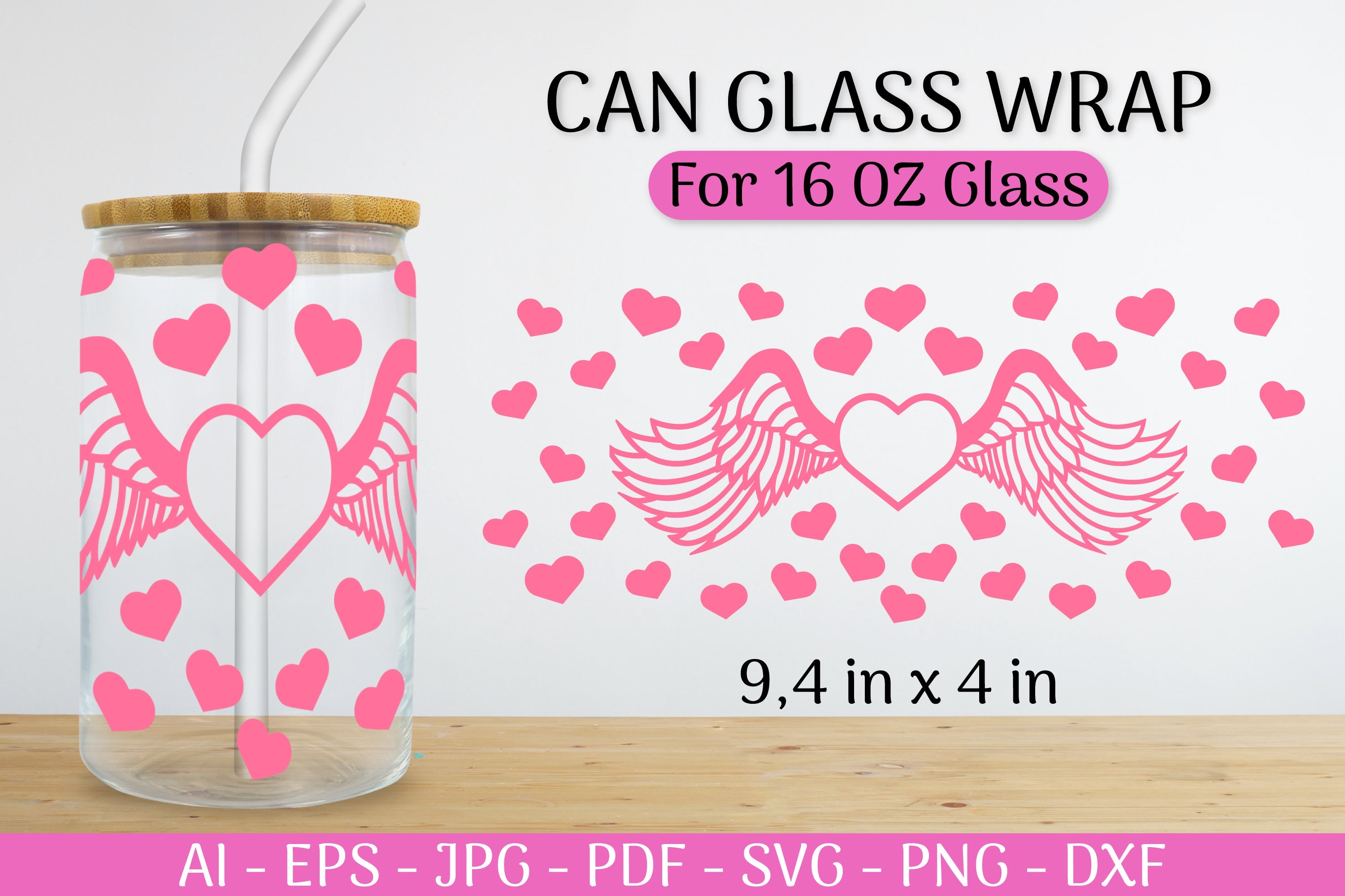 Valentine's Can Glass Wrap SVG Bundle