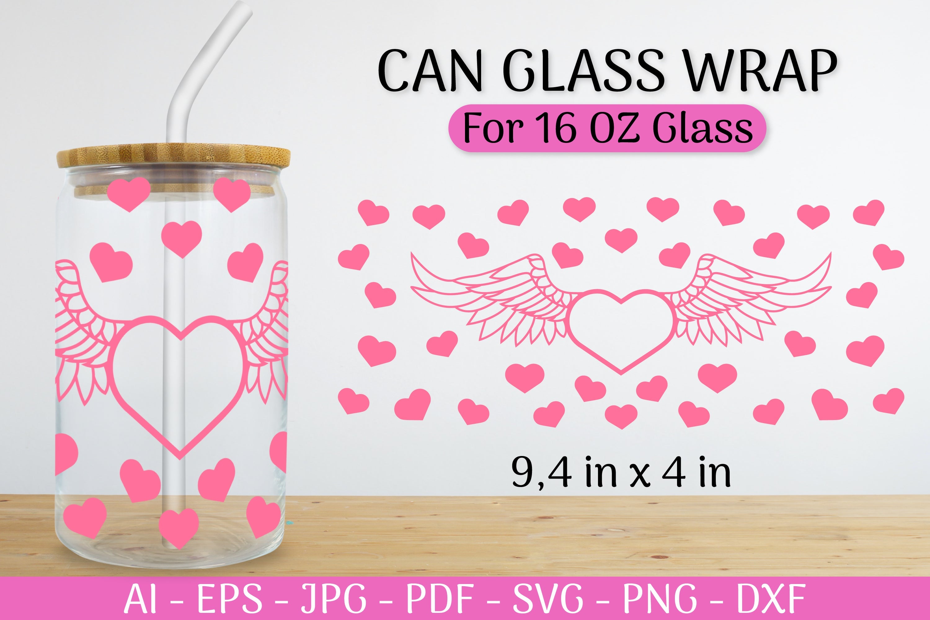 Valentine's Can Glass Wrap SVG Bundle