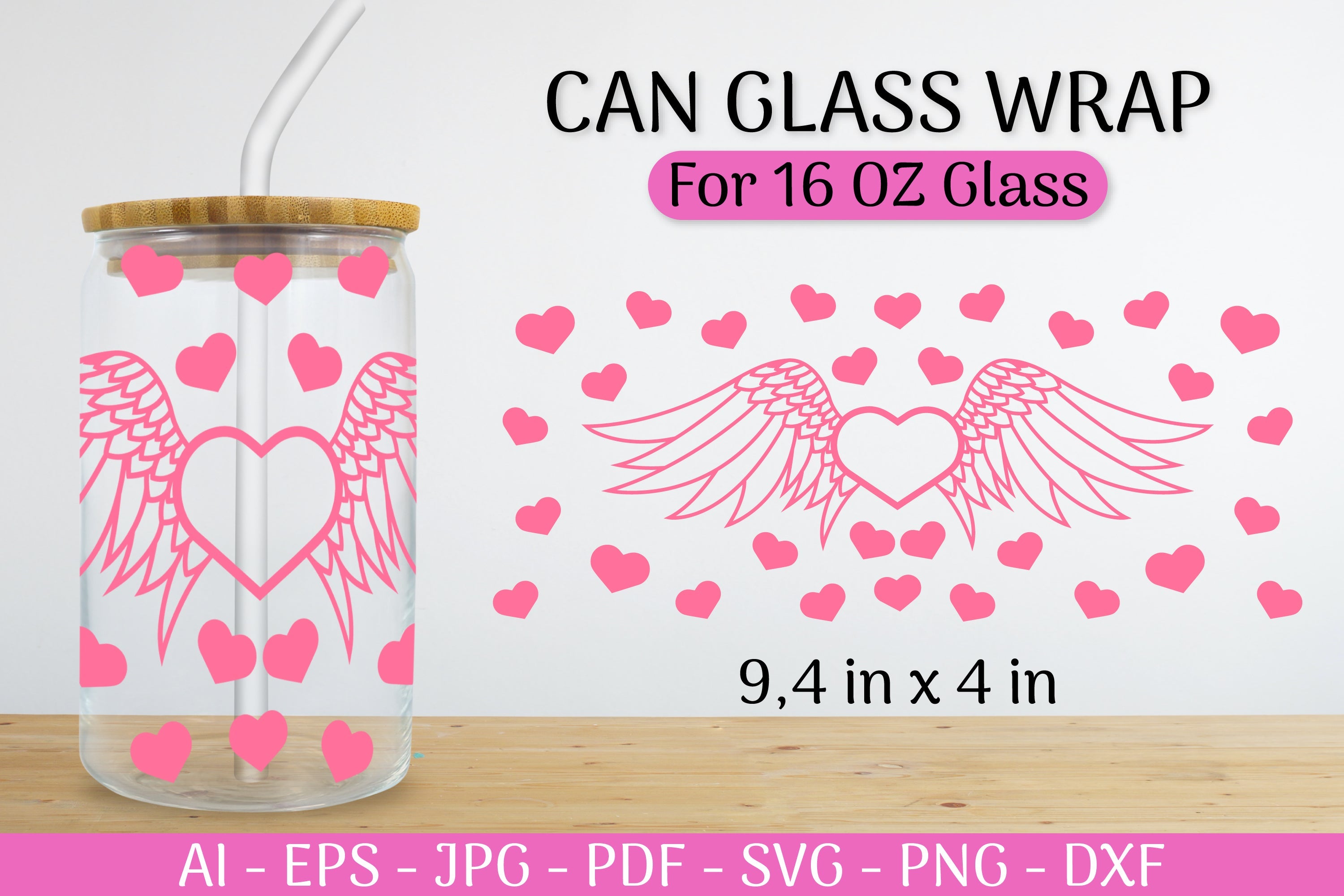 Valentine's Can Glass Wrap SVG Bundle