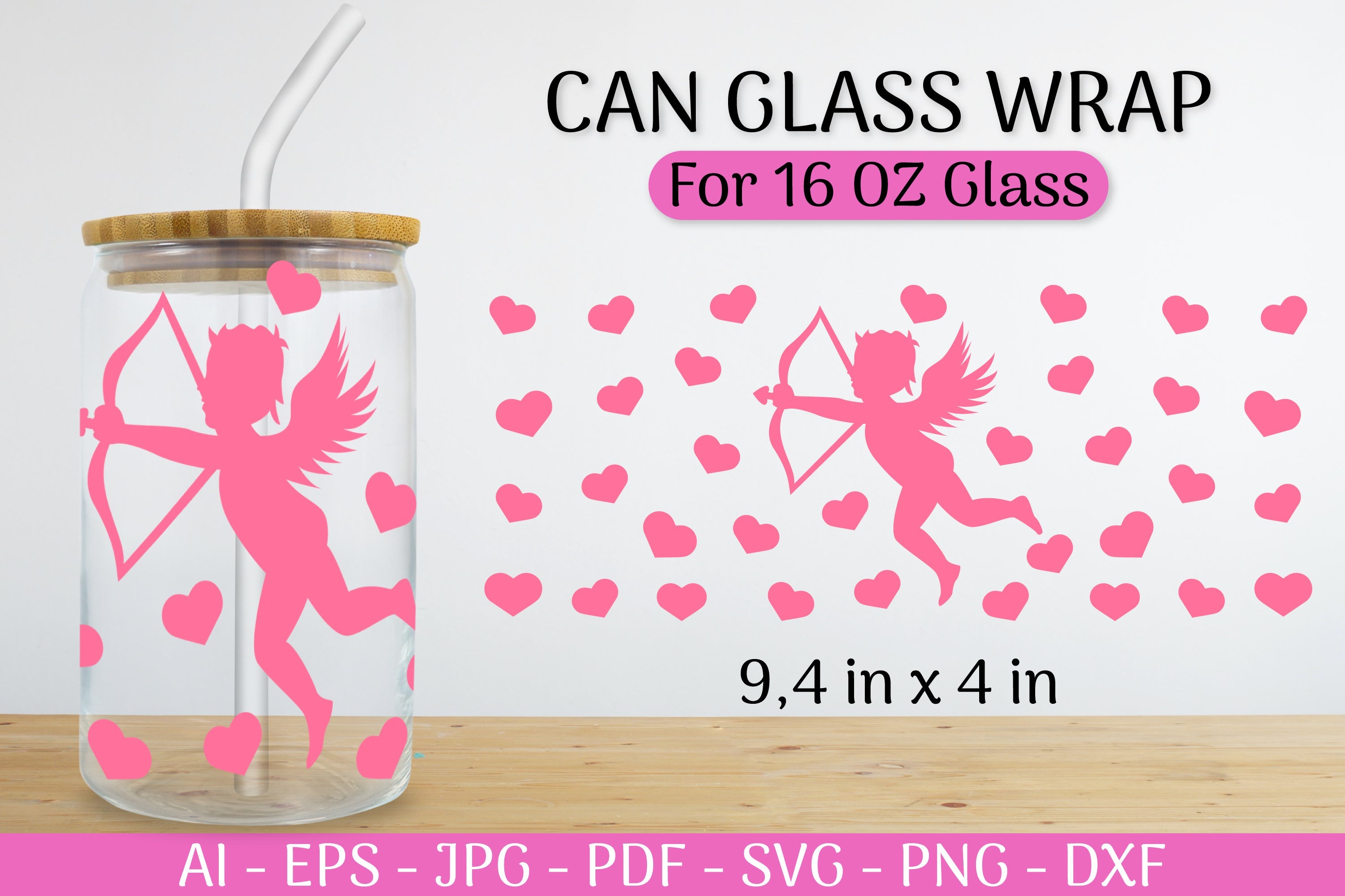 Valentine's Can Glass Wrap SVG Bundle