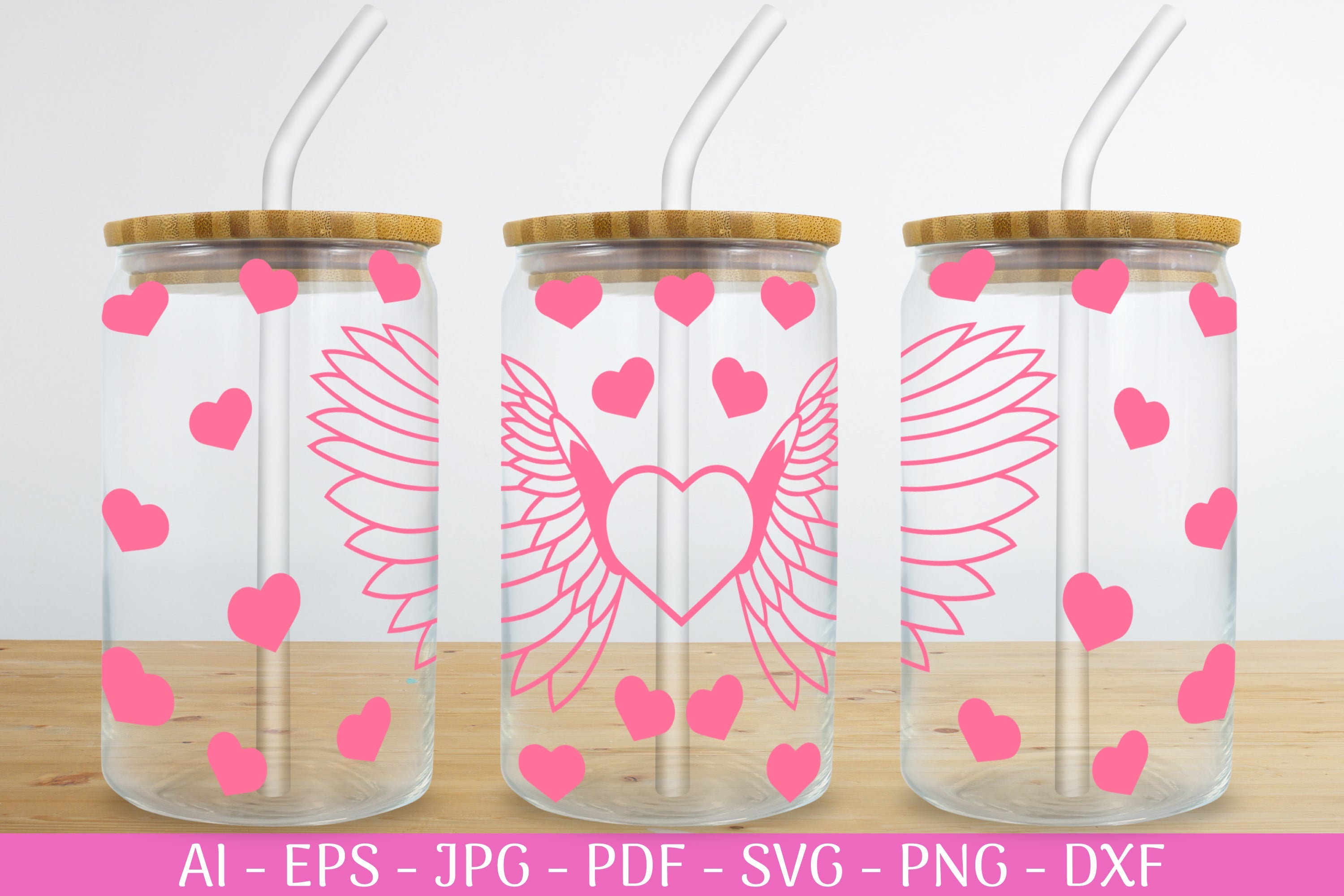 Valentine's Can Glass Wrap SVG Bundle