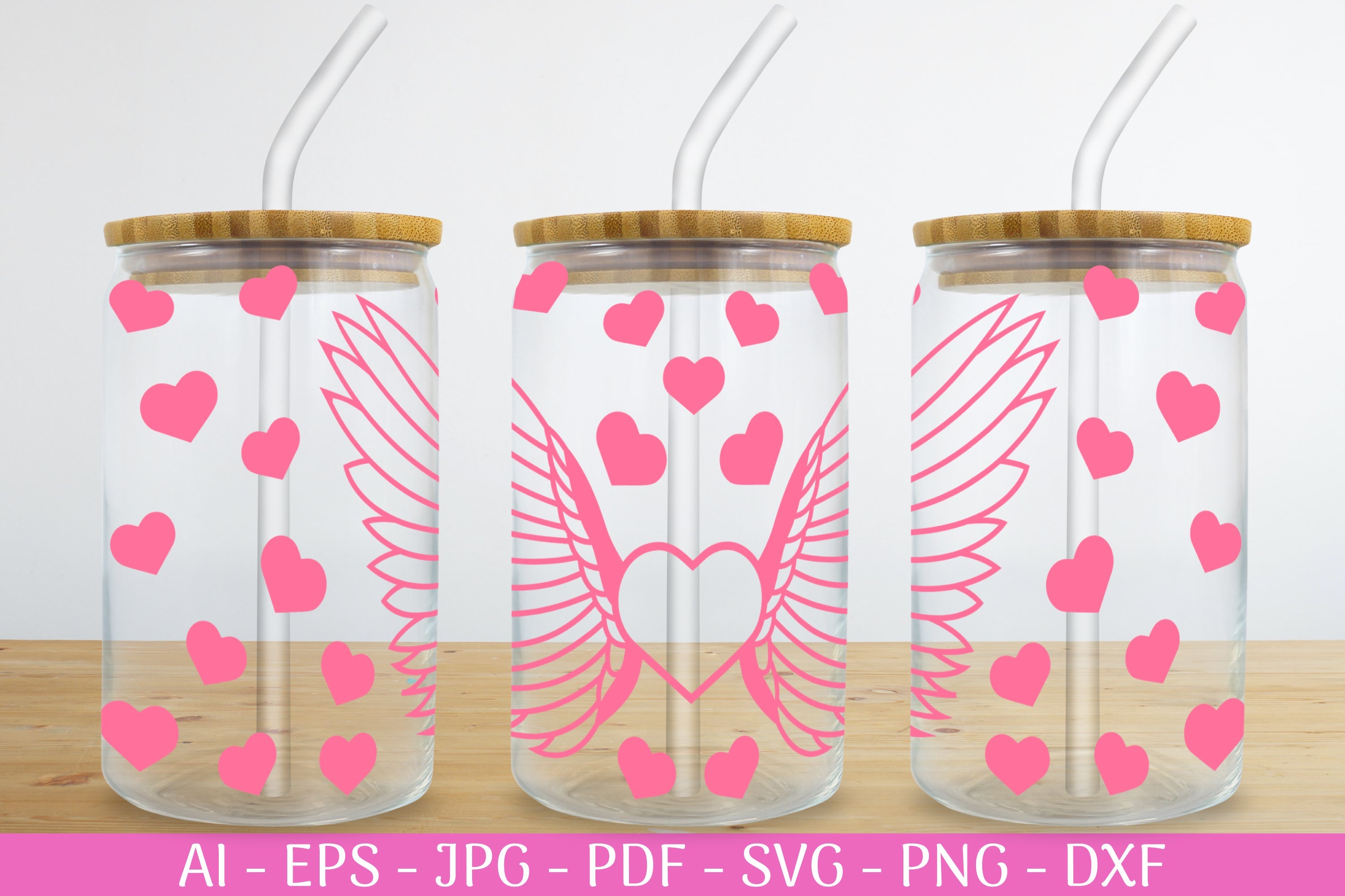 Valentine's Can Glass Wrap SVG Bundle