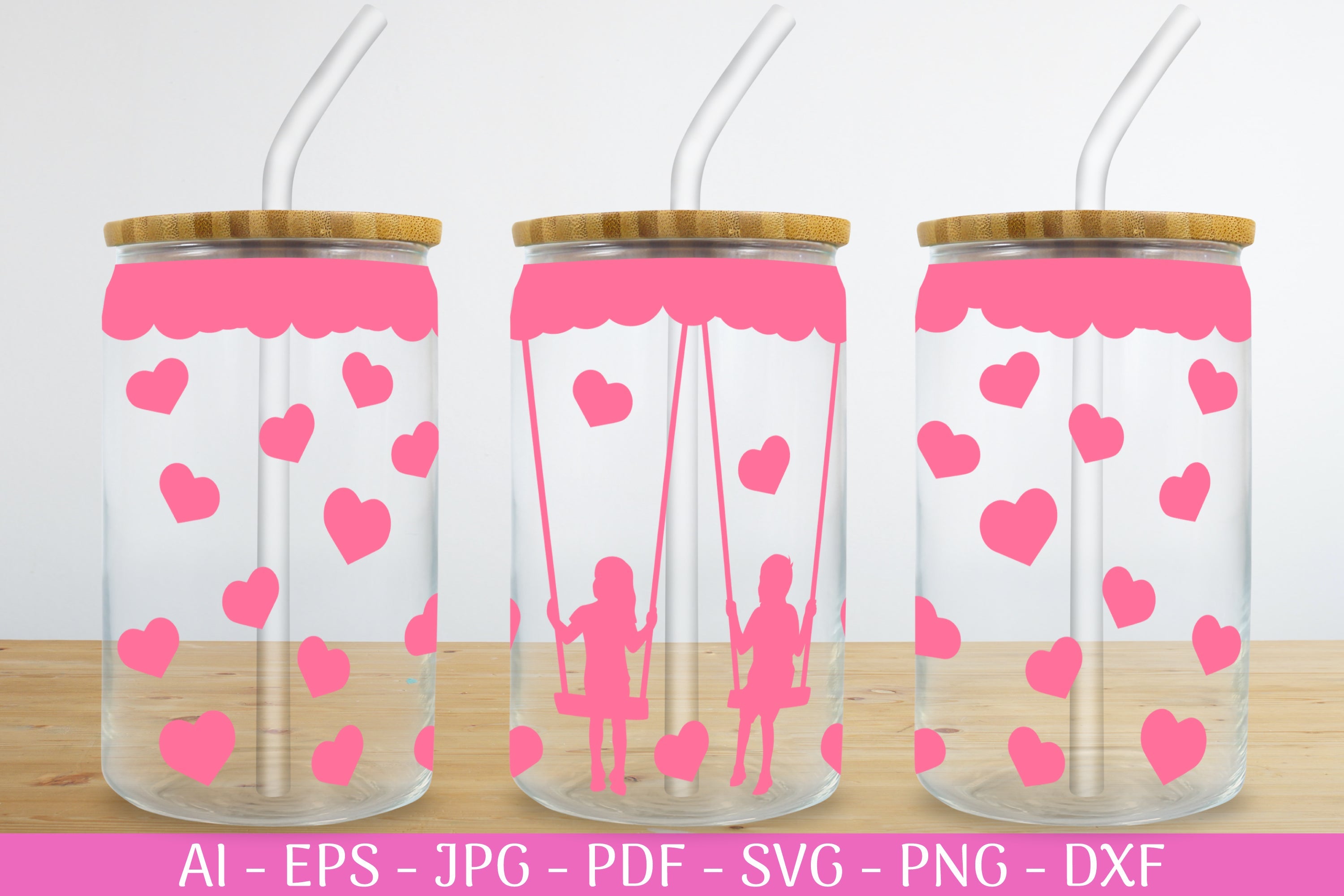 Valentine's Can Glass Wrap SVG Bundle