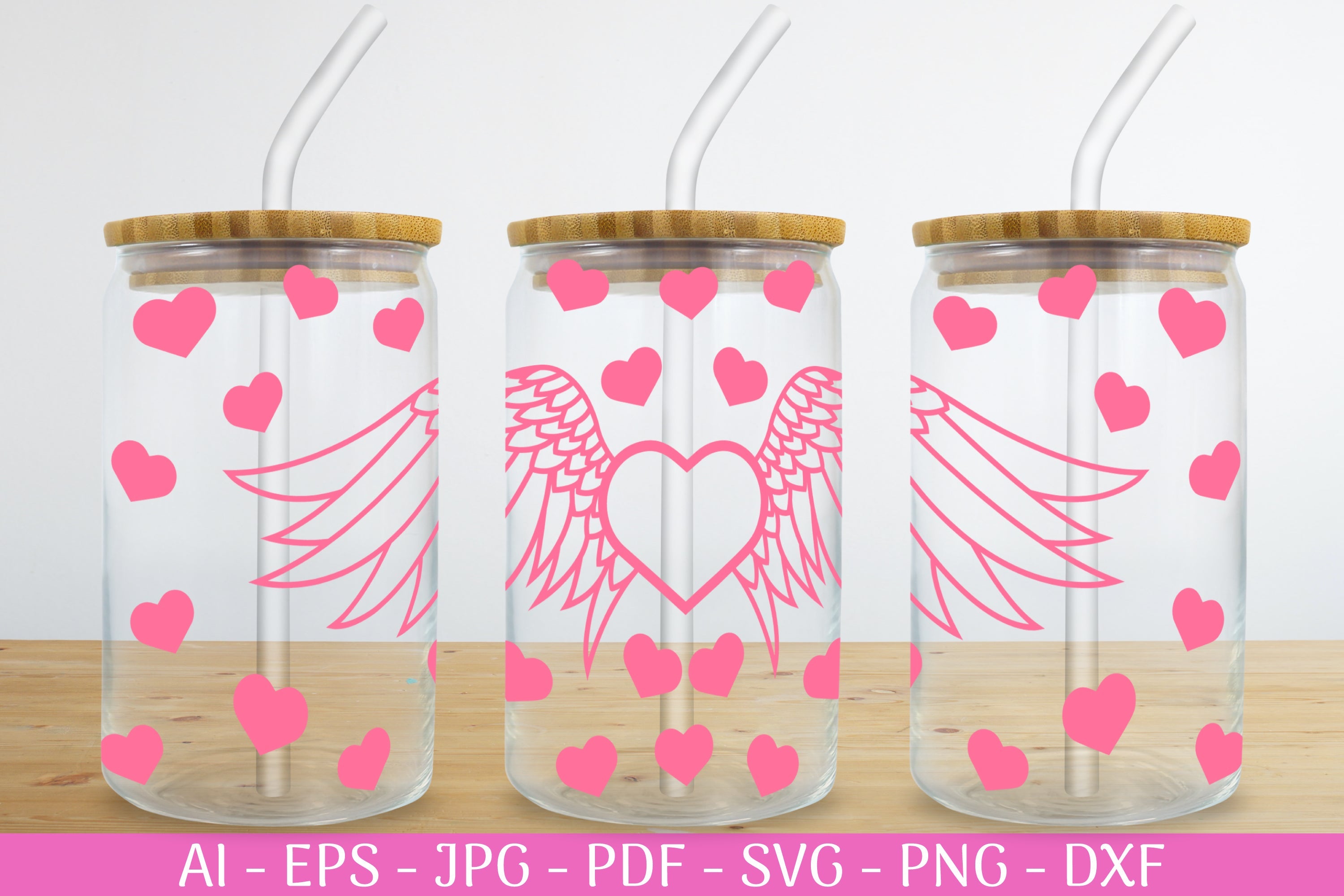 Valentine's Can Glass Wrap SVG Bundle