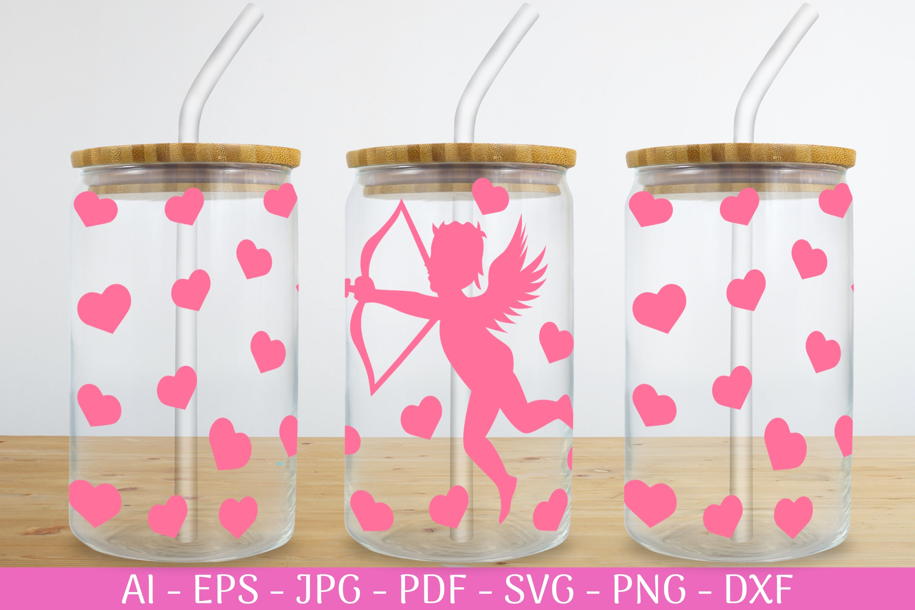 Valentine's Can Glass Wrap SVG Bundle