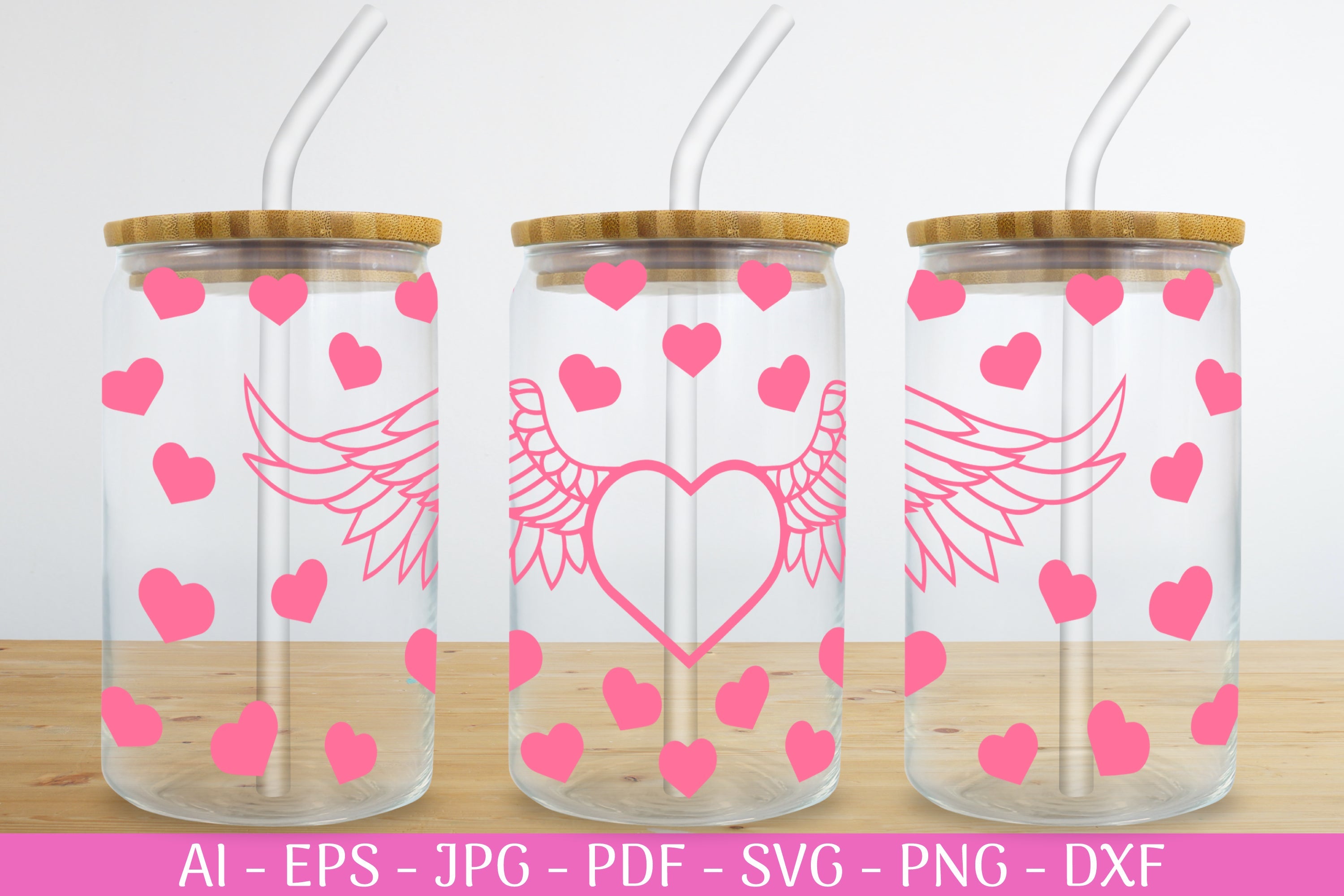 Valentine's Can Glass Wrap SVG Bundle