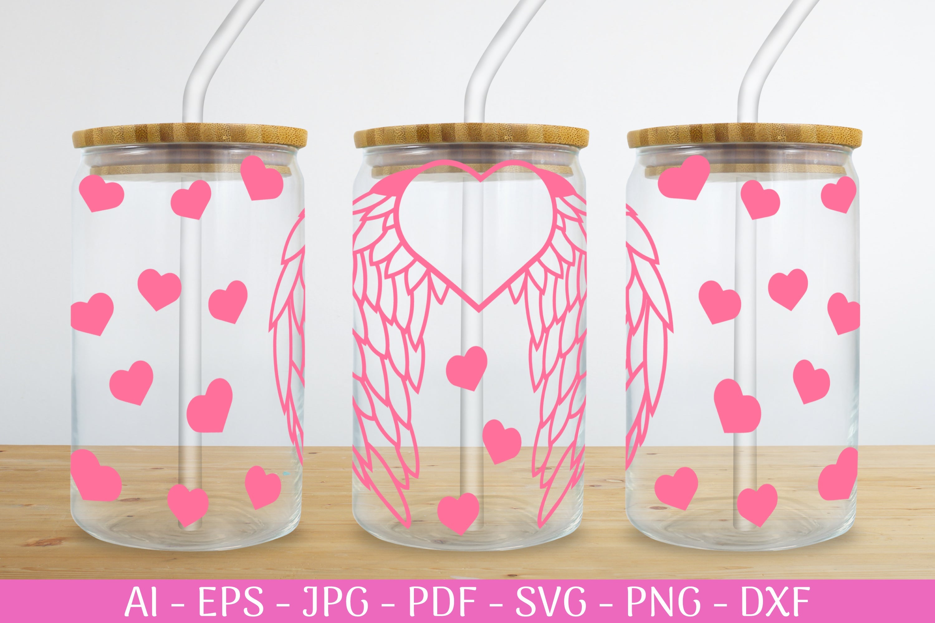 Valentine's Can Glass Wrap SVG Bundle