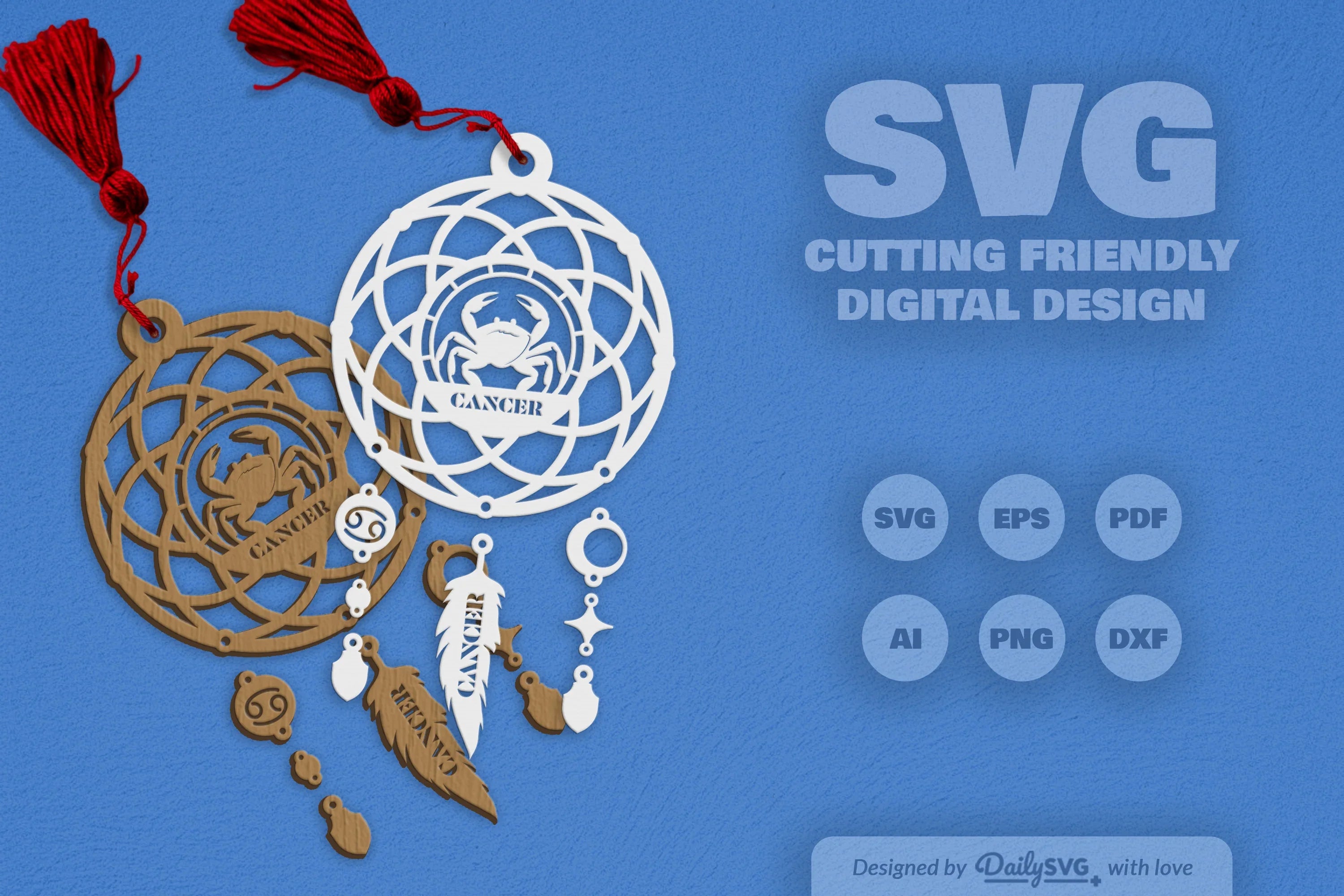 Daily SVG Bundles Cancer Dream Catcher Laser Cut Clipart Set - CraftNest - Digital Crafting and Art