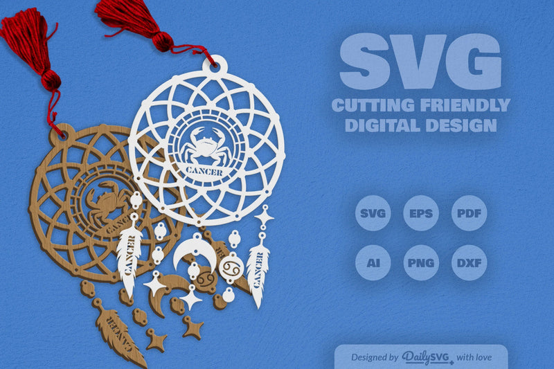 Daily SVG Bundles Cancer Dream Catcher Laser Cut Clipart Set - CraftNest - Digital Crafting and Art