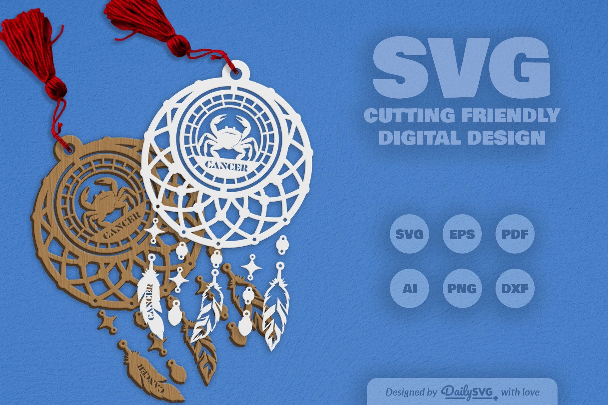 Daily SVG Bundles Cancer Dream Catcher Laser Cut Clipart Set - CraftNest - Digital Crafting and Art