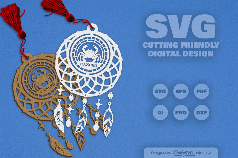 Daily SVG Bundles Cancer Dream Catcher Laser Cut Clipart Set - CraftNest - Digital Crafting and Art