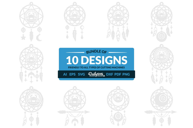 Daily SVG Bundles Cancer Dream Catcher Laser Cut Clipart Set - CraftNest - Digital Crafting and Art
