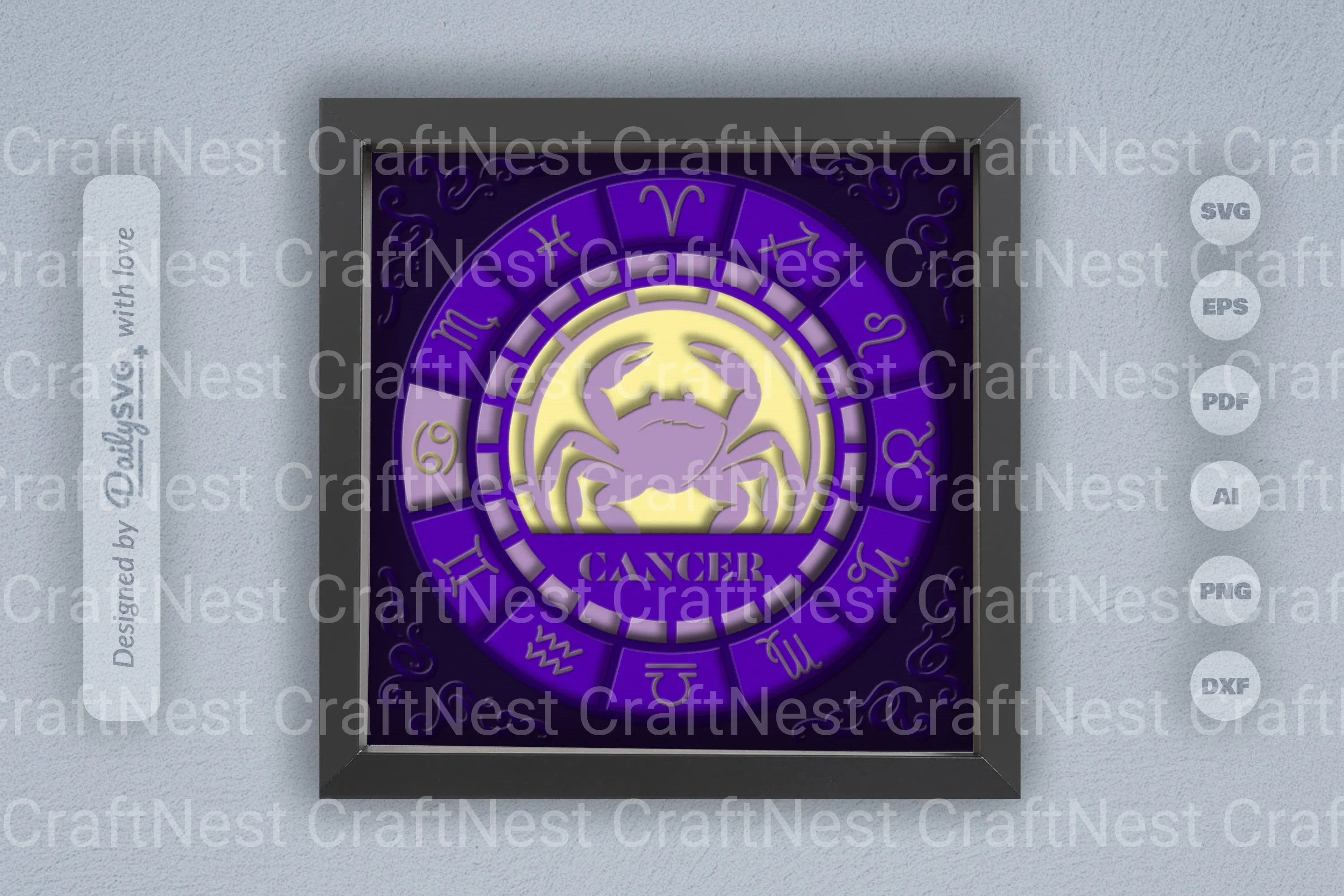 Cancer Zodiac 3D Shadow Box Papercut SVG Bundle