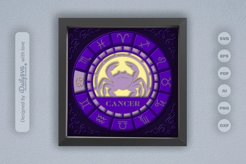 Cancer Zodiac 3D Shadow Box Papercut SVG Bundle - CraftNest - Digital Crafting and Art