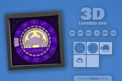 Cancer Zodiac 3D Shadow Box Papercut SVG Bundle - CraftNest - Digital Crafting and Art