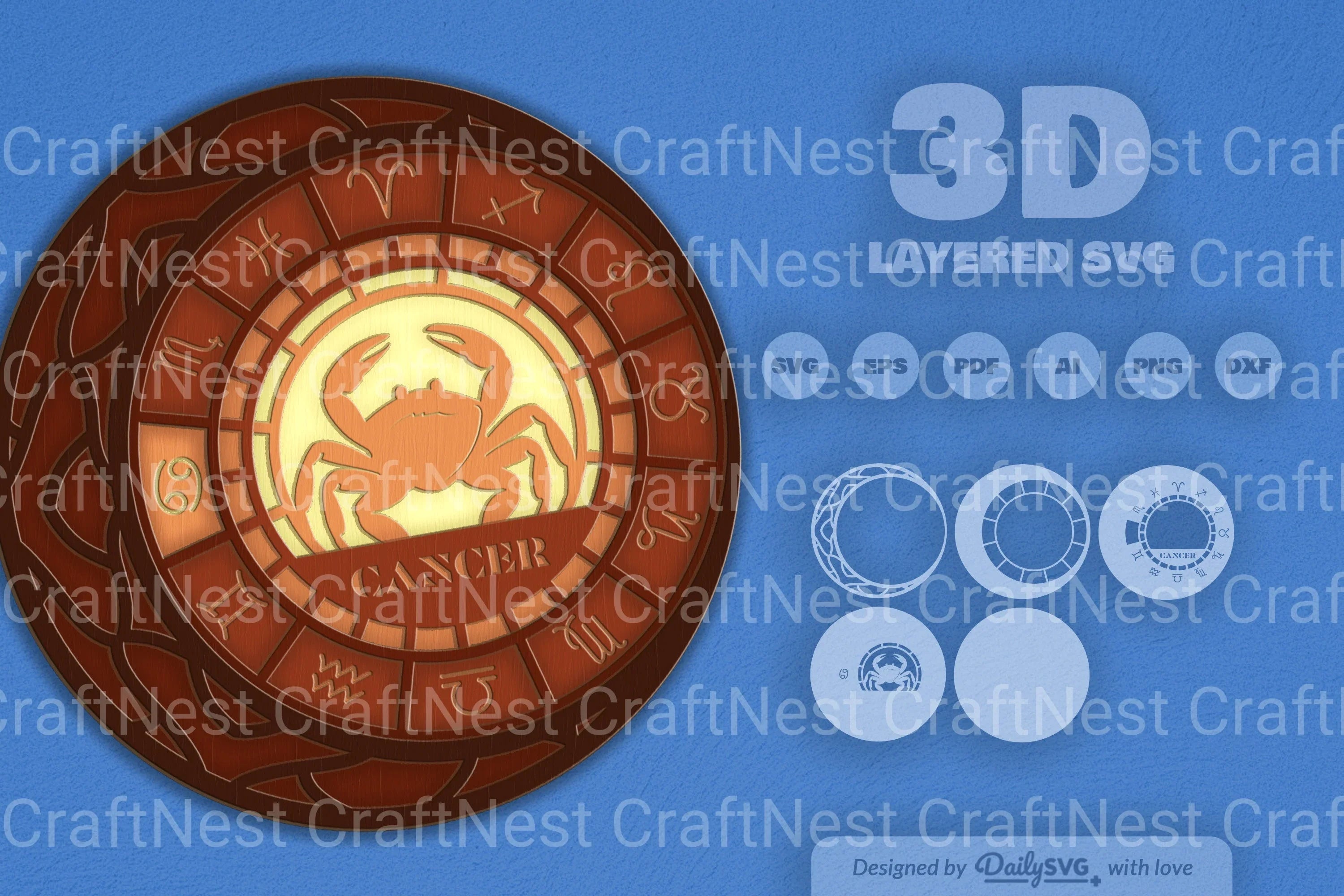 Cancer Zodiac Laser Cut SVG Bundle