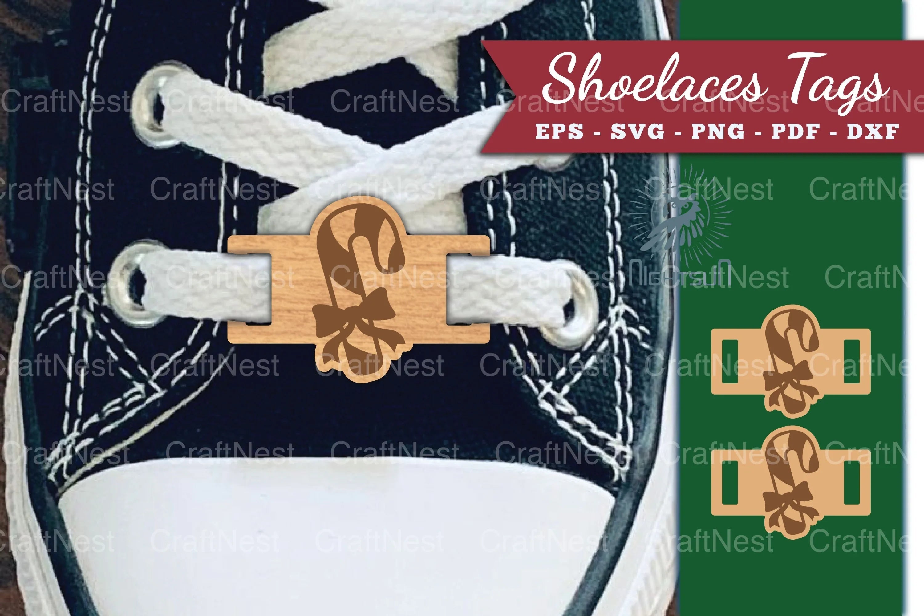 Candy Cane Shoelaces Tags Laser Cut Clipart Bundle - CraftNest - Digital Crafting and Art