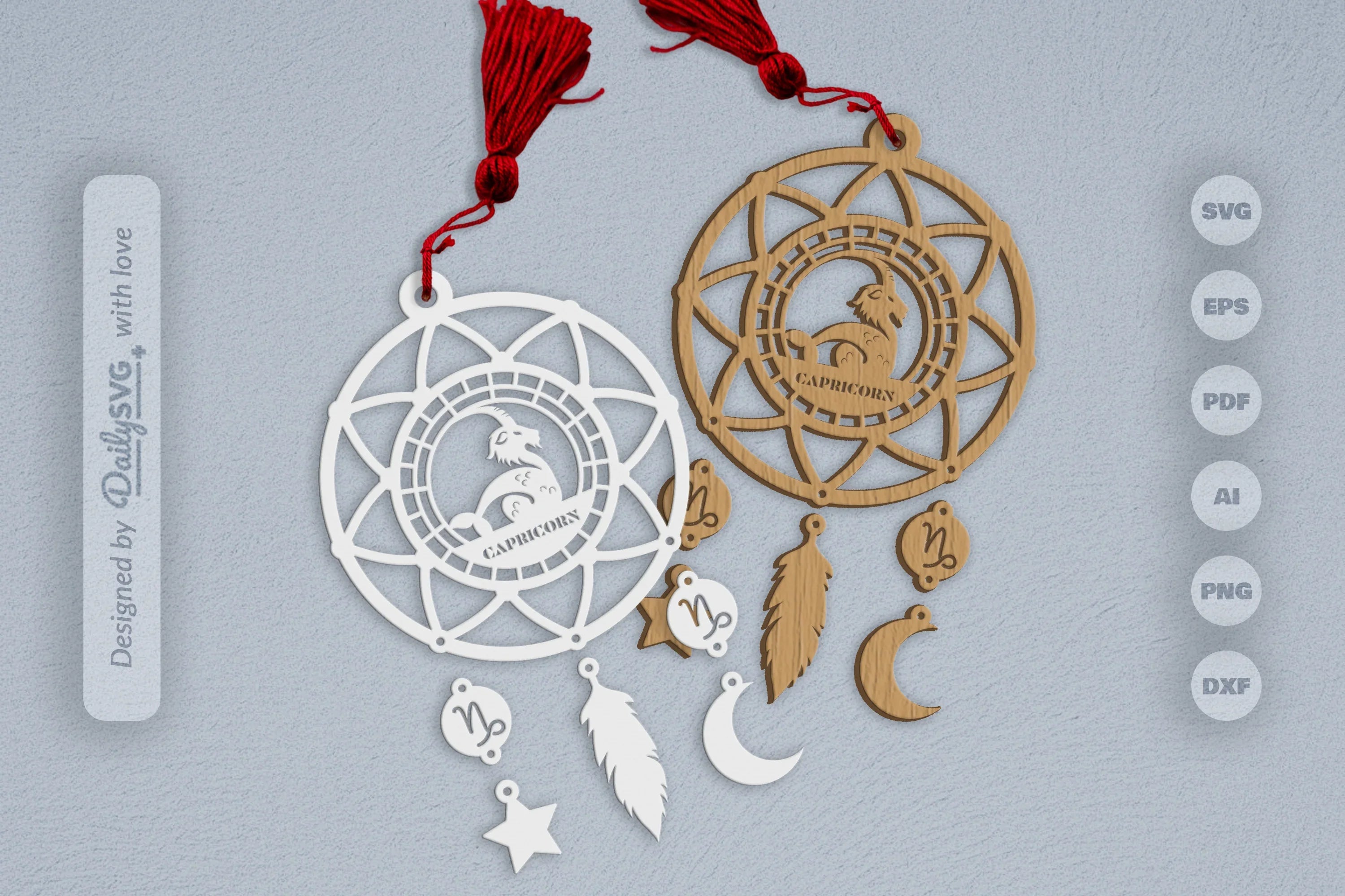 Capricorn Dream Catcher Set SVG Bundle 6 - CraftNest - Digital Crafting and Art