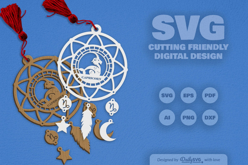 Capricorn Dream Catcher Set SVG Bundle 6 - CraftNest - Digital Crafting and Art